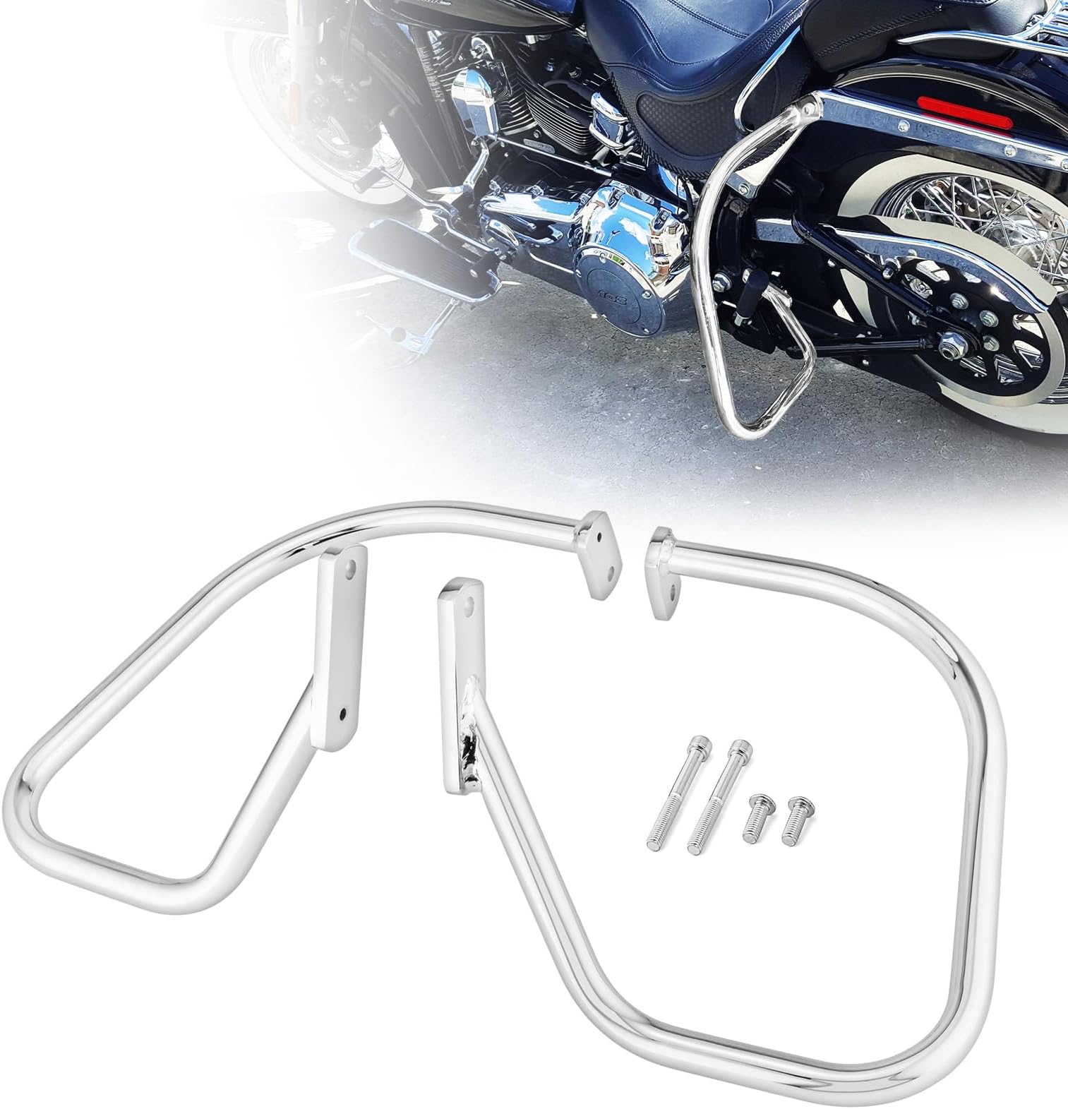 Rear Engine Guard Highway Saddlebag Crash Bar Compatible with Harley Softail Deluxe FLSTN 2005-2017