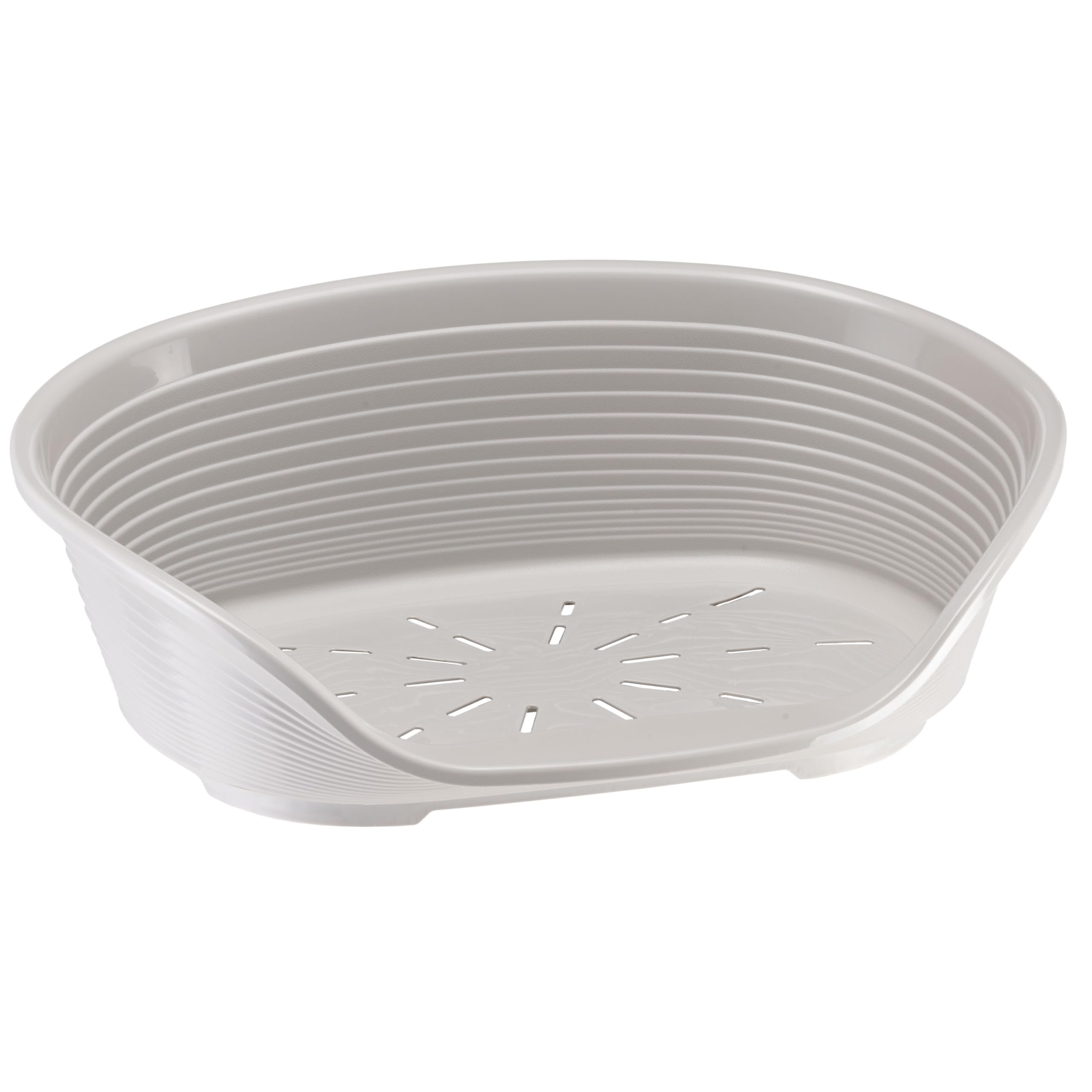 Ferplast Cat Bed, Plastic Dog Bed Small, Ventilation Holes and Non-Slip Rubber Feet for Added Stability 49 x 36 x h. 17.5 cm. Grey