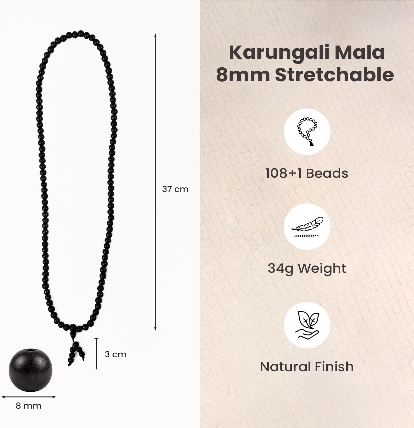 Astrotalk Stretchable Karungali Malai 8mm | Karungali Malai Original 108+1 Beads for Protection & Peace | Stretchable Jap Mala | Unisex Spiritual Mala | Gift for Man & Woman | Premium Gift Box