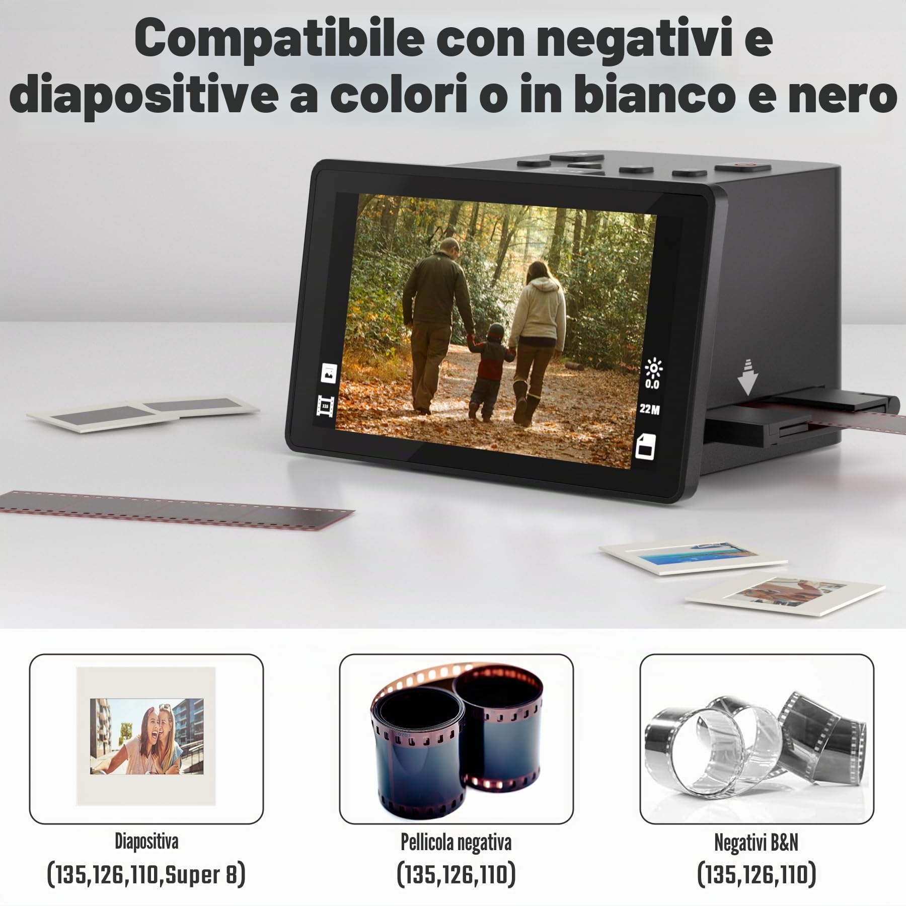 Scanner digitale per pellicole e diapositive 5 pollici LCD 135 126 KPK 110 Super 8