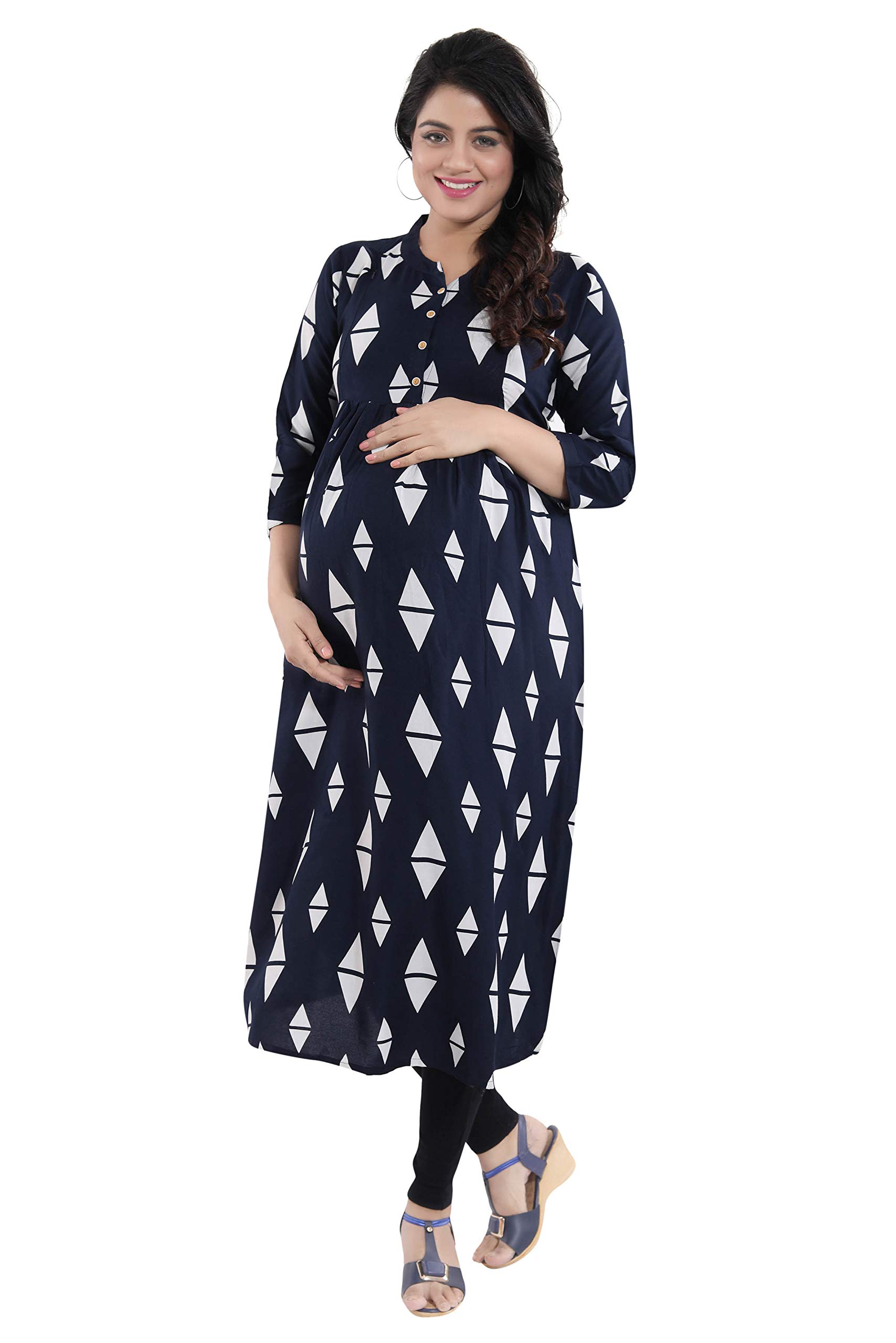 � Women's Short Length Rayon Printed Maternity Breastfeeding Nursing Kurta-image-46