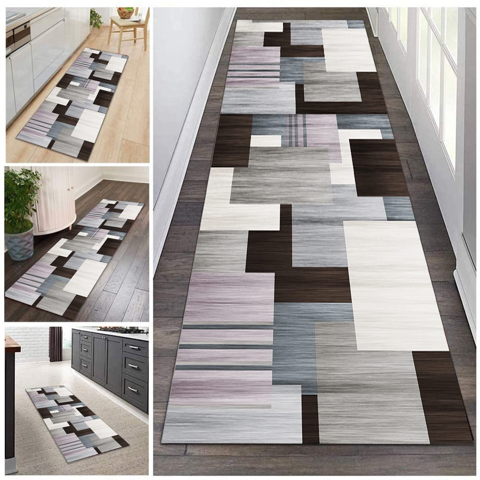 Tapis d'hôtel de passage géométrique 80x350cm haute densité de tissage