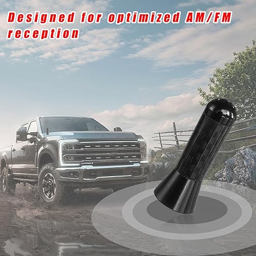 Miniatura 6 de Antena corta para automóvil, repuesto de antena de fibra de carbono de 1.37 pulgadas con tornillo de aluminio, mini antena aérea rechoncha,