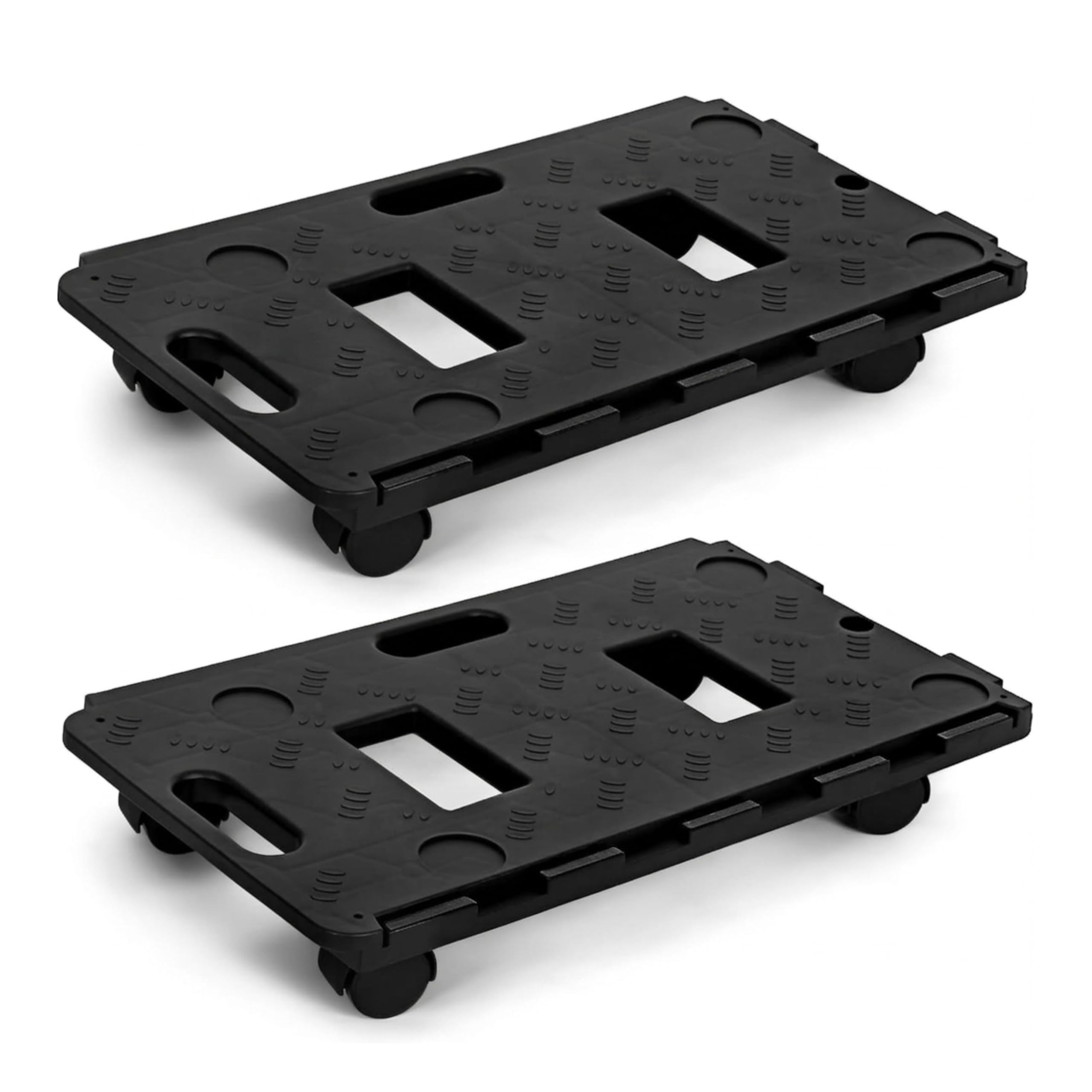 ADEPTNA Interlocking Plastic Dolly Trolley (Pack of 2) 100kg Capacity Moving Platform with 360° Swivel Wheels Heavy Duty Furniture & Appliance Mover Smooth Rolling Transport Cart for Boxes, Pots, App