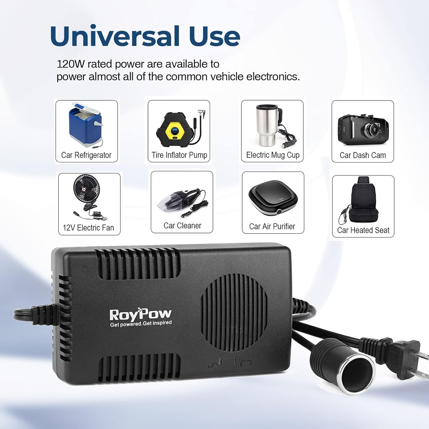 Rеvіеw Prоduсt RoyPow AC to DC Converter, 120W(Max 150W) 120V/110V to 12V/10A Cigarette Lighter Socket AC/DC Adapter Power Supply for Inflator, Car Refrigerator, Car Vacuum Cleaner