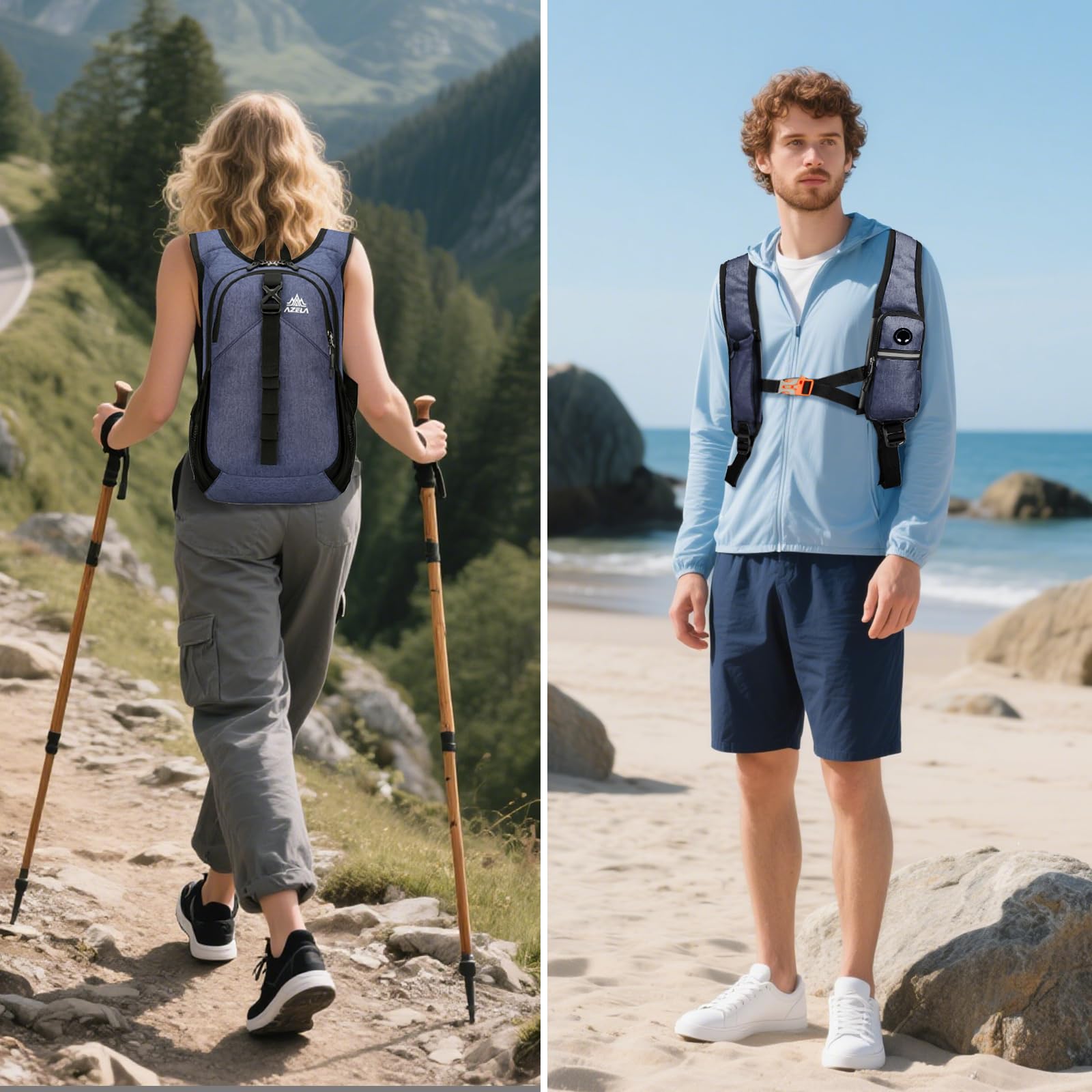Mochila plegable gris ultraligera de 15 l, impermeable, mochila de viaje, mochila de senderismo para trekking, negocios, viajes cortos al aire libre, hombre y mujer