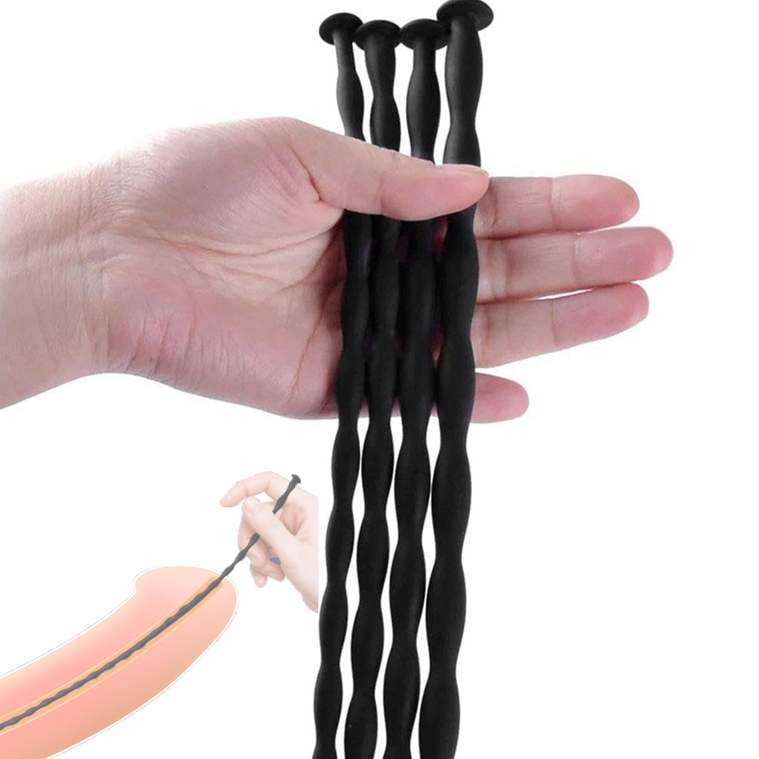 4/8 pcs Male Silicone Urethral Sounds Trainer Plug Urinary Dilator Stretcher Masturbation Rod Penis Plug Bladder Stimulation Fetish Sex Toy for Men (Thick 5-8)