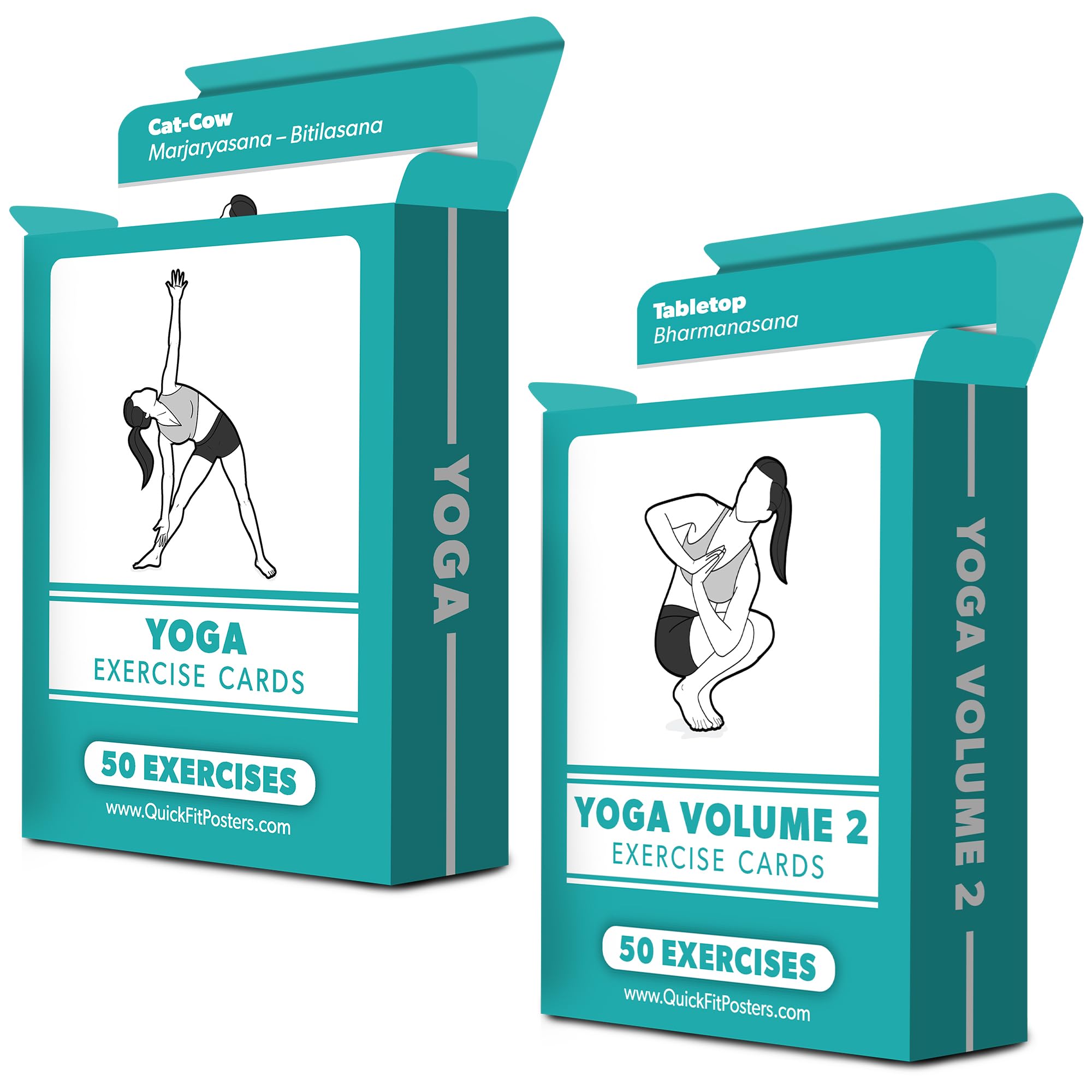 Amazon.com: 2 Pack Yoga Pose Exercise Cards Volume 1 & 2 - Yoga