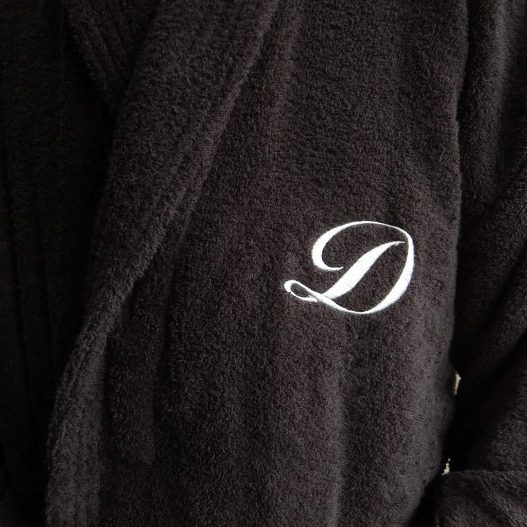 Personalizado Monogram + nombre con capucha albornoz de rizo de algodón negro de punto, 100% algodón, negro, Large