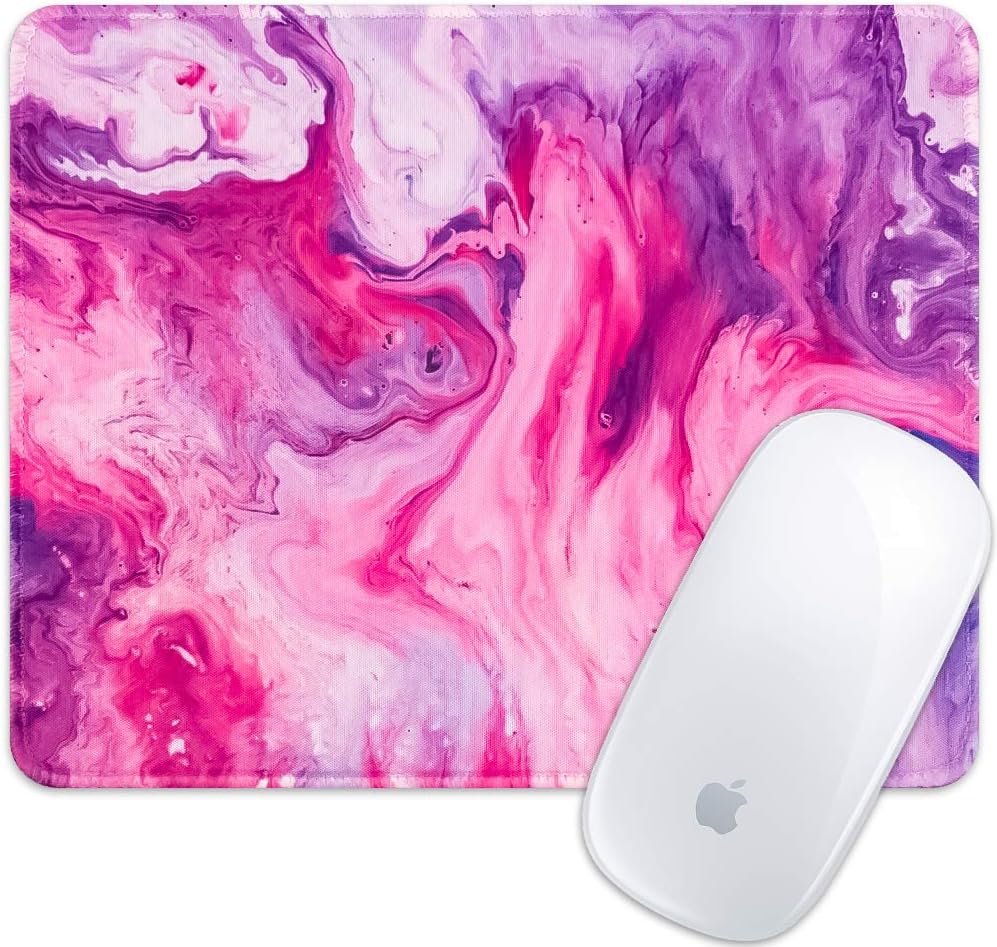 Marphe Mouse Pad Pink Red Marble Mousepad Stitch Edge Non-Slip Rubber Gaming Mouse Pad Rectangle Mouse Pads for Computers Laptop
