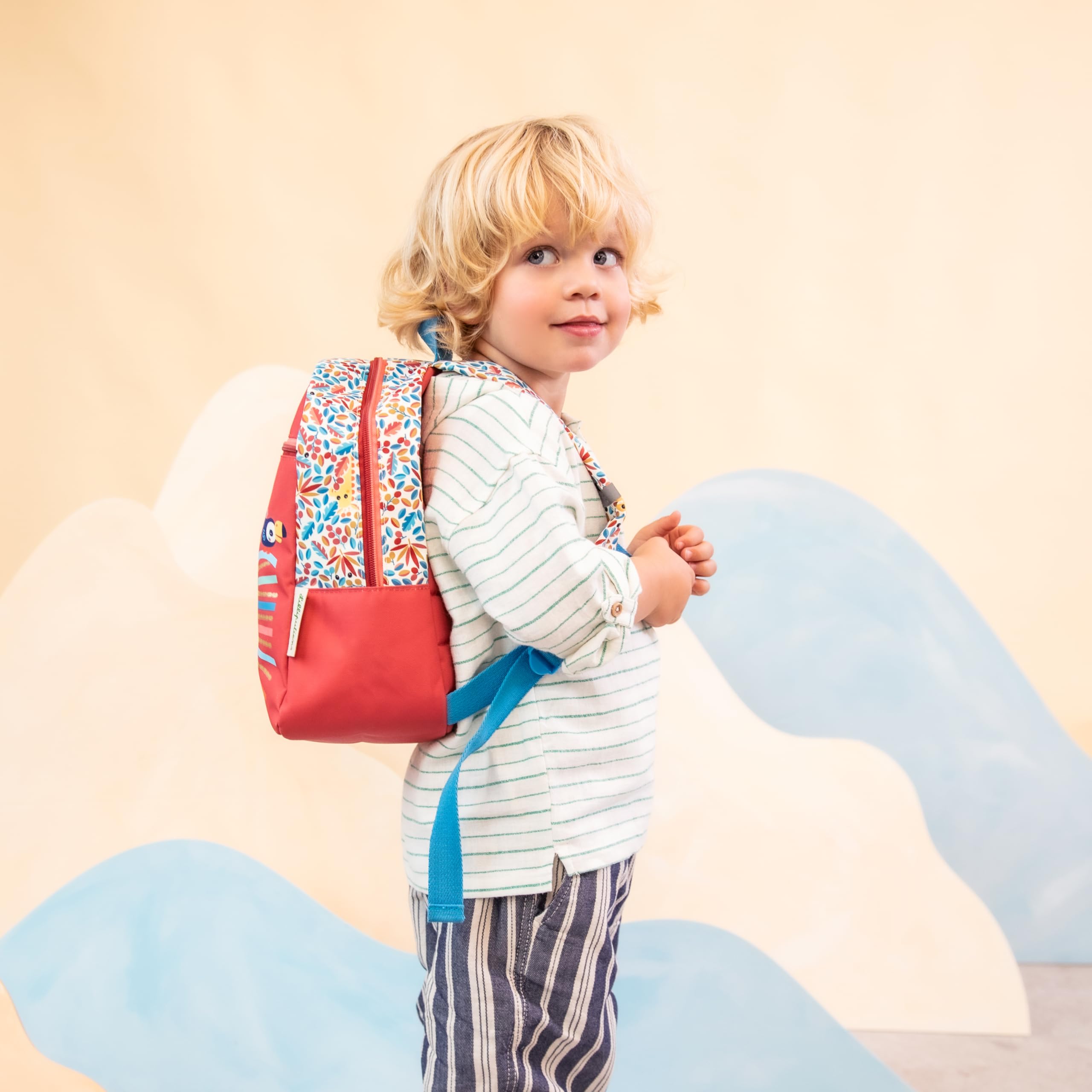 Lilliputiens - Mochila reciclada PET Jack el león - Mochila para niños con bolsillo grande, correas ajustables y cinturón - Resistente al agua, ideal para la escuela y salidas - Desde 2 años - 84478