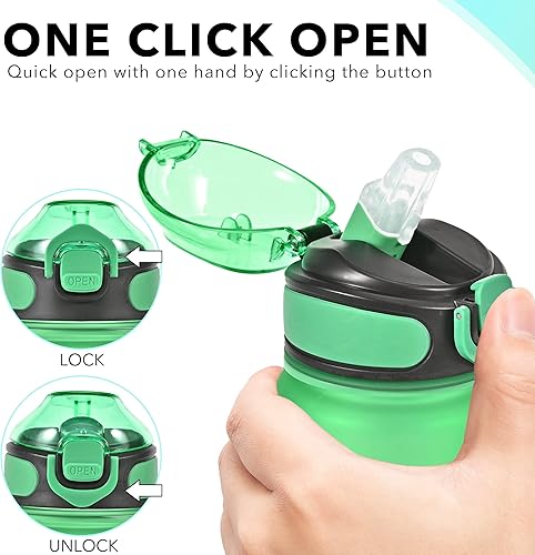 Miniatura 5 de Enerbone Botella de agua potable de 32 onzas con tiempos para beber y pajita, motivacional con correa de transporte, a prueba de fugas BPA y sin