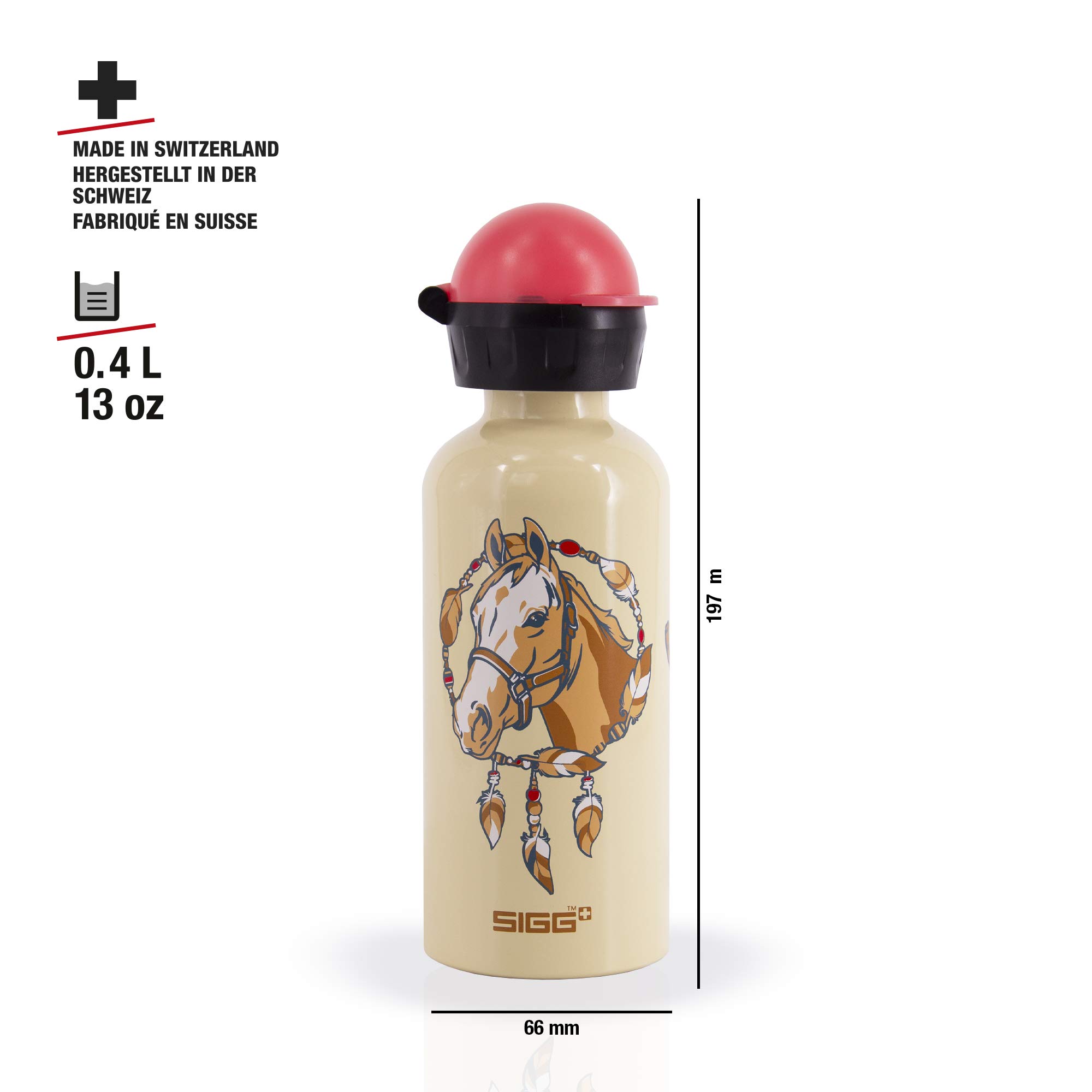 SIGG Gourde pour Enfant Horse (0.4 L), Petite bouteille sans BPA et sans solvants avec bouchon de sécurité, Gourde en aluminium ultra-résistante
