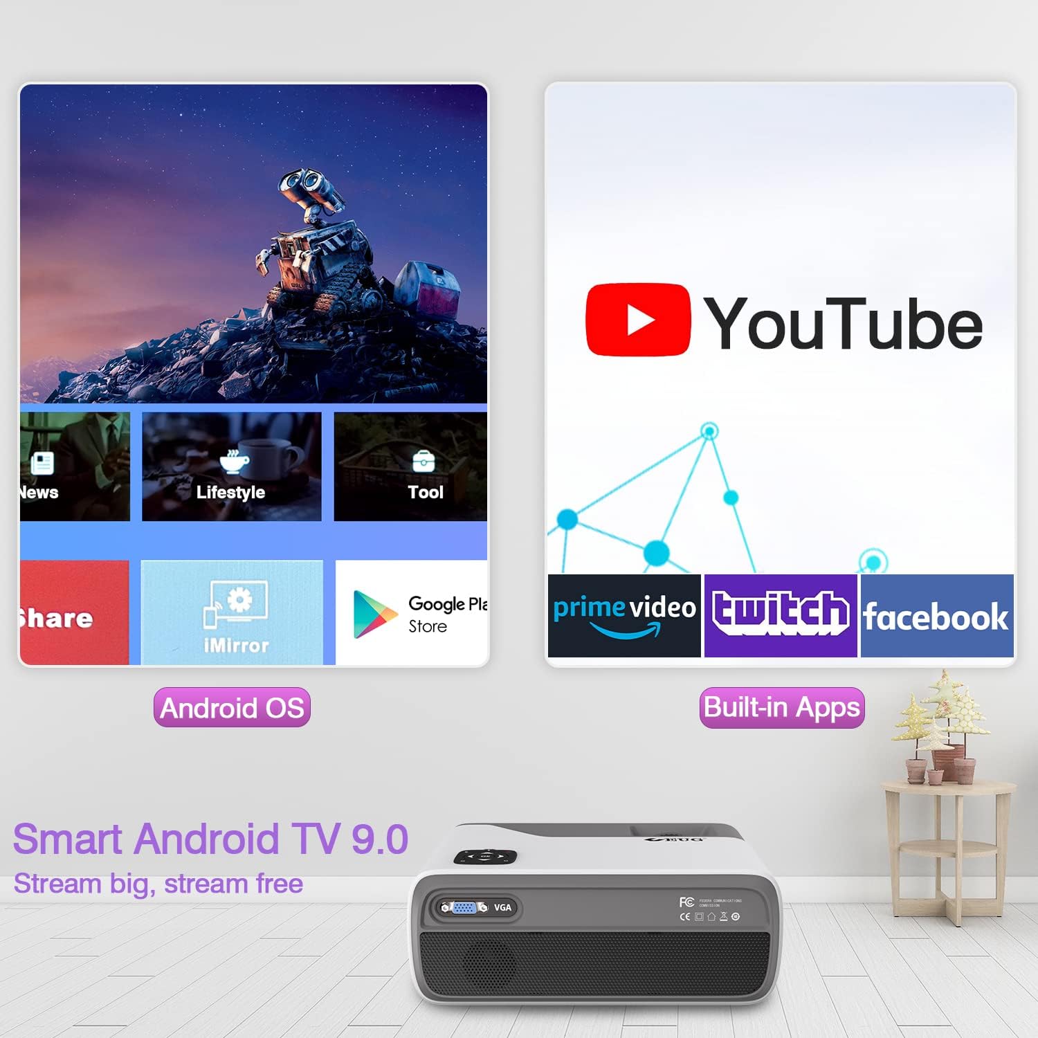 New Product 1080P Video Projector Bluetooth Wireless 4600lumen HDMI LCD Multimedia Home Projector for Gaming Video Sports Artwork Android OS WiFi Smart TV Proyector Compatible with Phone/Laptop/Computer/PS5 Amazon Crazy 🔥 Deals 1080P Video Projector Bluetooth Wireless 4600lumen HDMI LCD Multimedia Home Projector for Gaming Video Sports Artwork Android OS WiFi Smart TV Proyector Compatible with Phone/Laptop/Computer/PS5