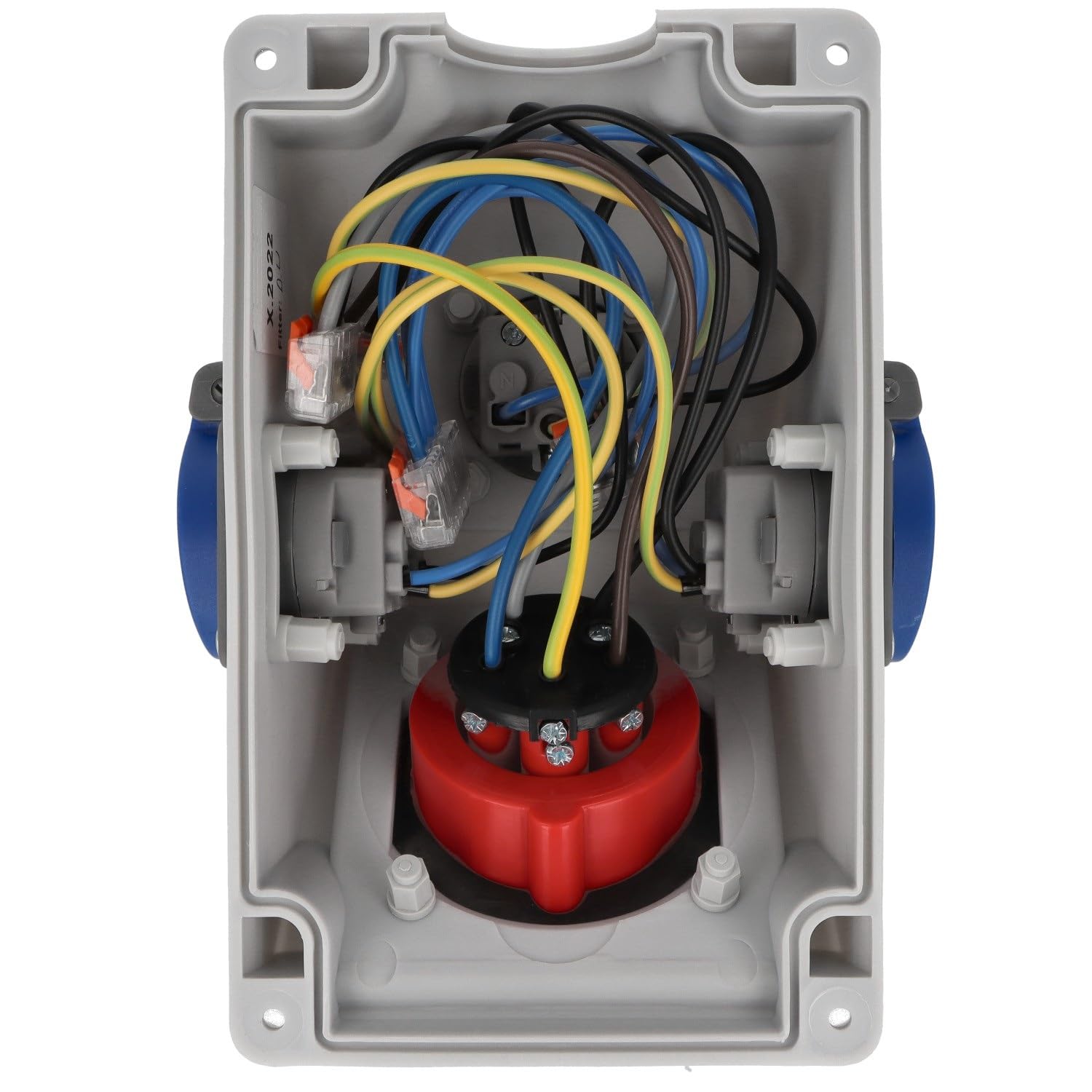 EBROM CEE-Verteilerdose – 1x CEE 16A 5P 400V + 3x Schuko 16A 230V IP44 | spritzwassergeschützt – Vorverkabelt & anschlussfertig – Robustes Gehäuse – Hochwertige Industriequalität