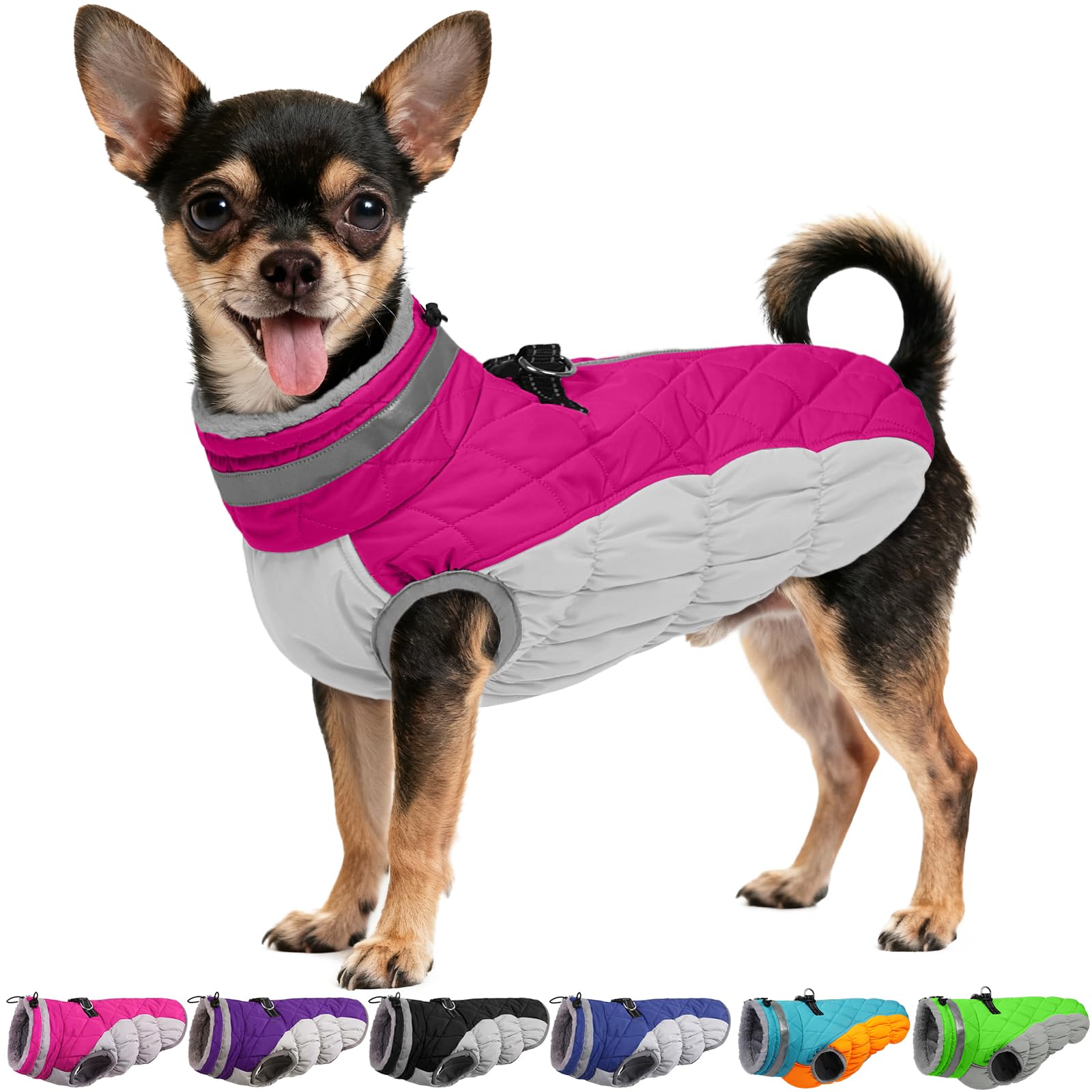 Abrigo para perro, chaleco de forro polar para perro con arnés integrado, abrigos para clima frío para perro, traje de nieve impermeable, abrigos para perros pequeños, chaqueta de invierno para
