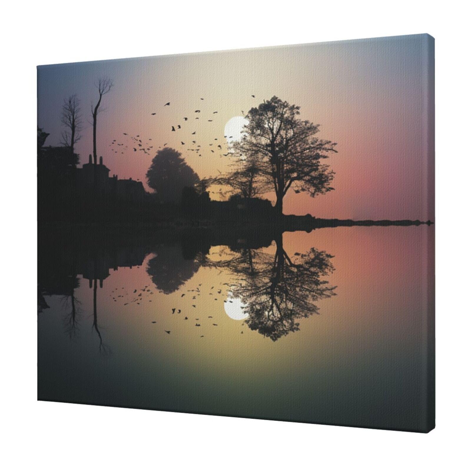 FodPand Reflection Guitar Canvas Wall Art for Living Room Wall Decor 20"x24" Modern Artwork Painting Pictures Hanging Canvas Prints Aesthetic Wall Art for Bedroom Bathroom Office Wallart Decor
