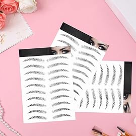 Blulu 6 Sheets 4d Hair-like Waterproof Eyebrow Tattoos Stickers Transfers Temporary Brow Tattoo Peel off Grooming Shaping Sticker in Arch Style, 66 Pairs Black(Delicate Styles)