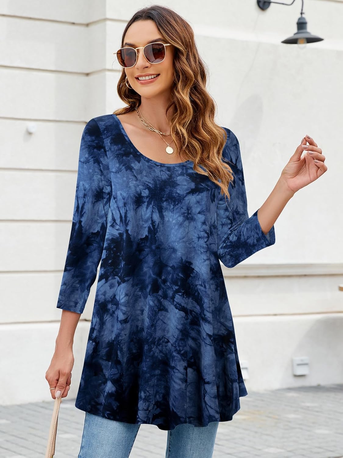 ZENNILO Women Casual Loose Fit Swing Flare Tunic Tops Basic Plus Size Flowy Shirt - Image 4