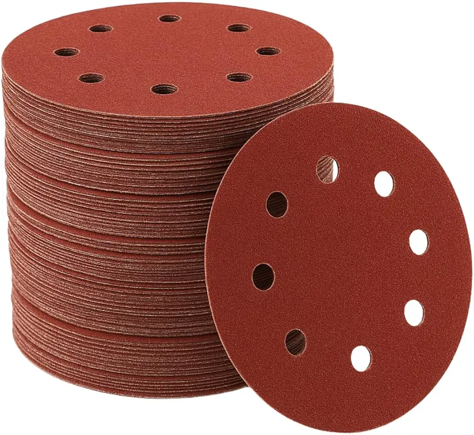 Kit 20 Disco De Lixa Com Fecho Autoadesivo Circular 8 Furos Para Lixadeira Madeira Metal Massa Corrida - 5" 125mm (60 Grãos)