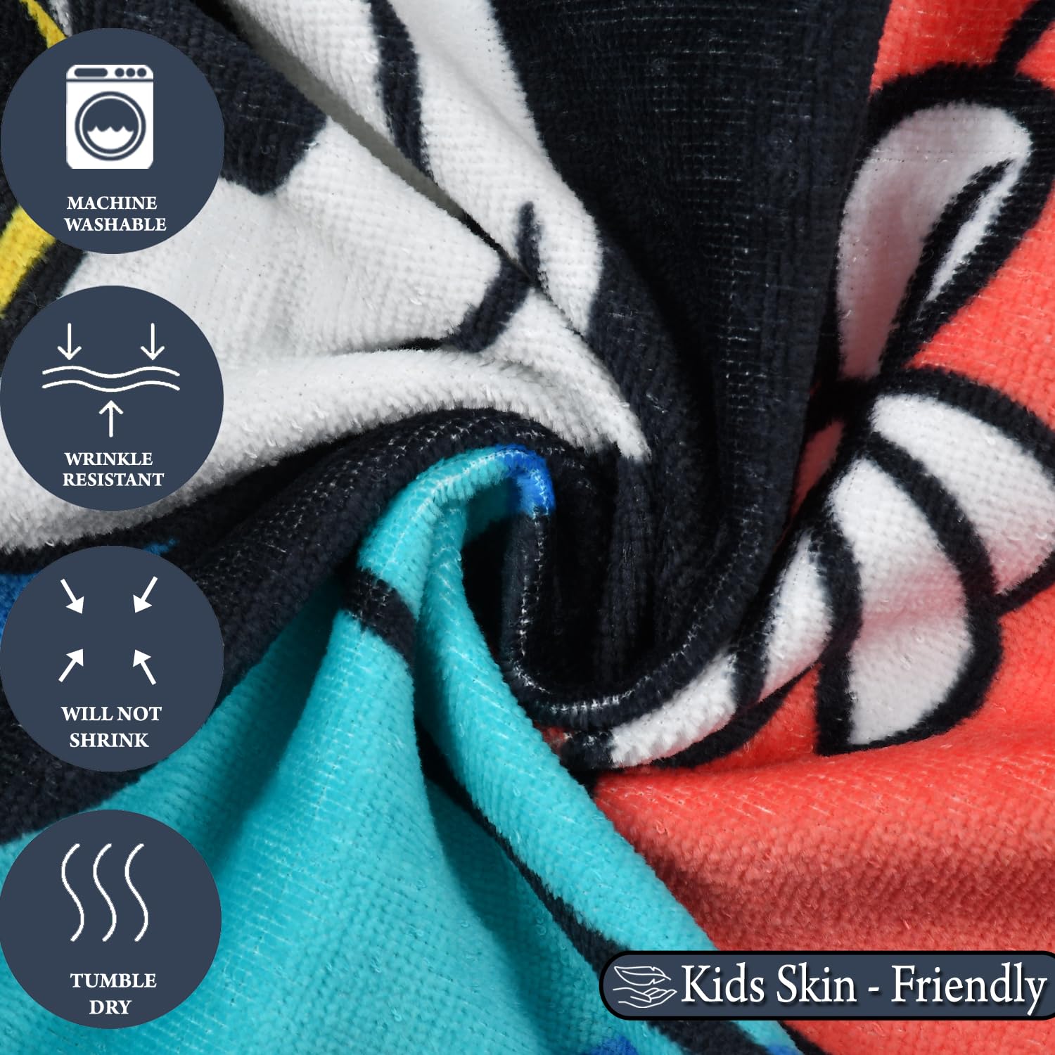 FRESH FROM LOOM 100% Cotton Fur Bath Towel for Kids | Cartoon Printed Boys & Girls Towels | Skin Friendly Tauliya | Hypoallergenic Fabric | Anti -Fade Cloth | Double Stitched Edge (27x54 Inches) 1