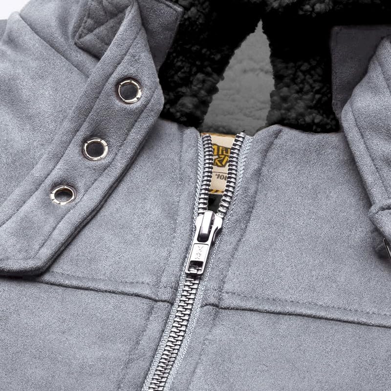 Image of CAHOOT Men's Front Zipper Jacket with Fleece for Casual Wear | Long Sleeve | High Neck | Zipper Closure | Suede Jacket Crafted with Comfort Fit for Everyday Wear