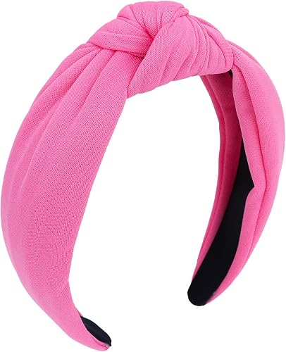CURASA Headbands For Women Girl Hot Pink Knotted Hairband Top Knot Headband