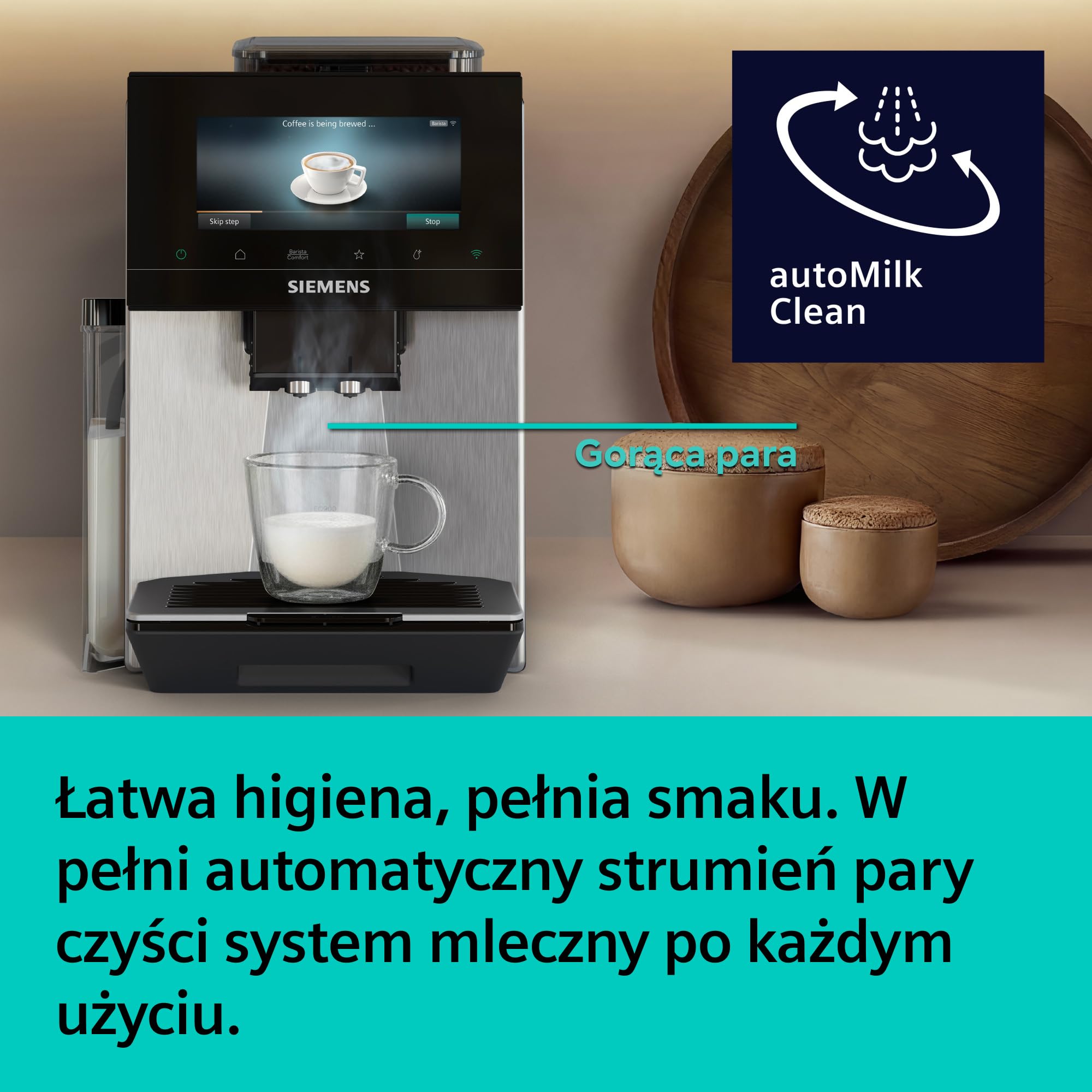 Siemens, automatyczny ekspres do espresso, EQ900 iAroma, spersonalizowane ustawienia smaku, precyzyjne mielenie, duży wyświetlacz, każda filiżanka na Twoich zasadach, stal nierdzewna, TQ923E03