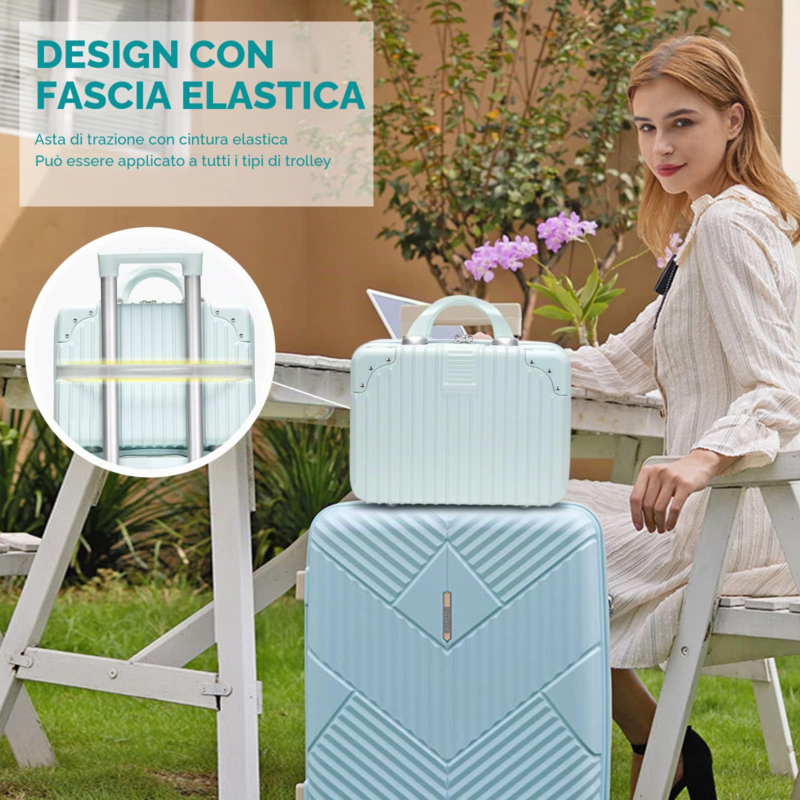Balakaka Beauty Case da Viaggio Rigido 11L, Trucchi Borsa per Cosmetici Donna Impermeabile Borsa In ABS con Manico, Chiusura a Cerniera, Borsa da Toilette da Viaggio Custodia Cosmetica Donna
