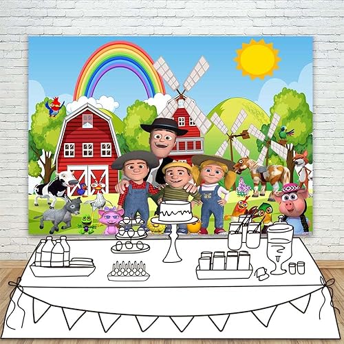 Miniatura 2 de La Granja De Zenon - Telón de fondo de feliz cumpleaños, 5 x 3 pulgadas, granero rojo, animales de granja, tema de granja para niños primero