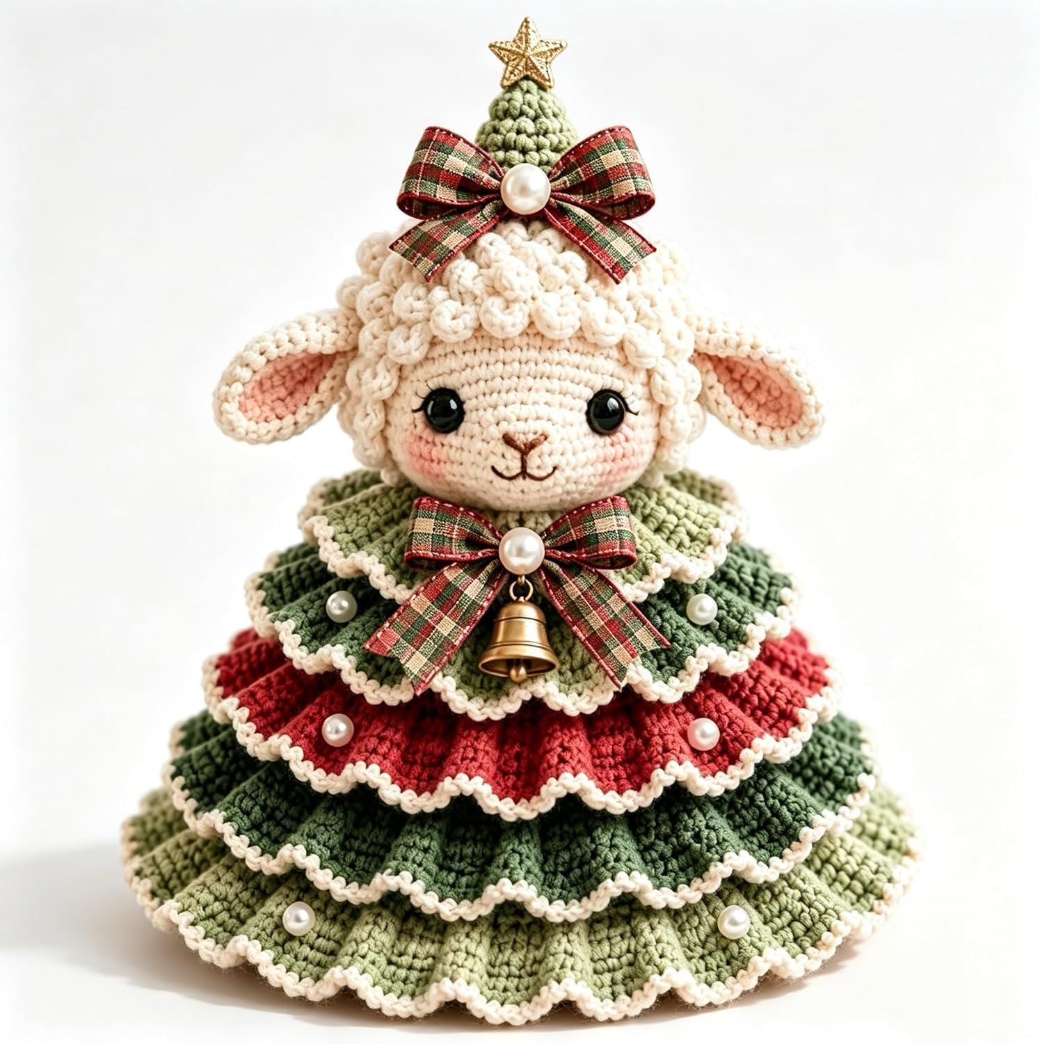 Crochet Animal Christmas Tree DIY Kit,Handmade Highland Cow Christmas Tree Kit,Crochet Christmas Ornaments for Beginners,Complete Beginner Craft Set with Yarn Beads Hook Stuffing Accessories，D