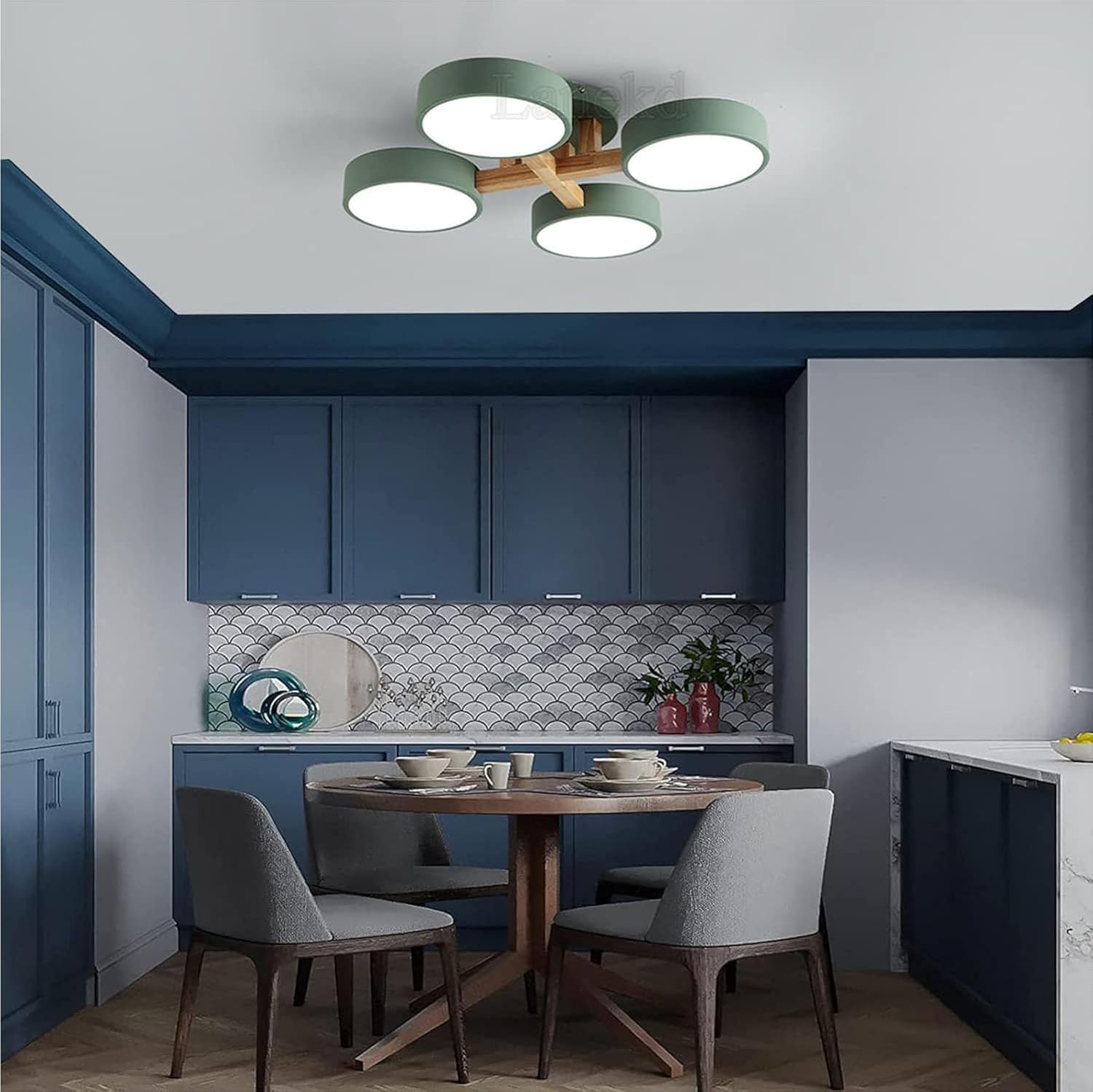 Drewniana Lampa ściemnialna Stół Jadalny, Lampa Do Sypialni W Stylu Rustykalnym, Dekoracja Sufitu W Sypialni, Lampa Sufitowa Led, Nowoczesny żyrandol W Stylu Vintage, Grey, 5 heads