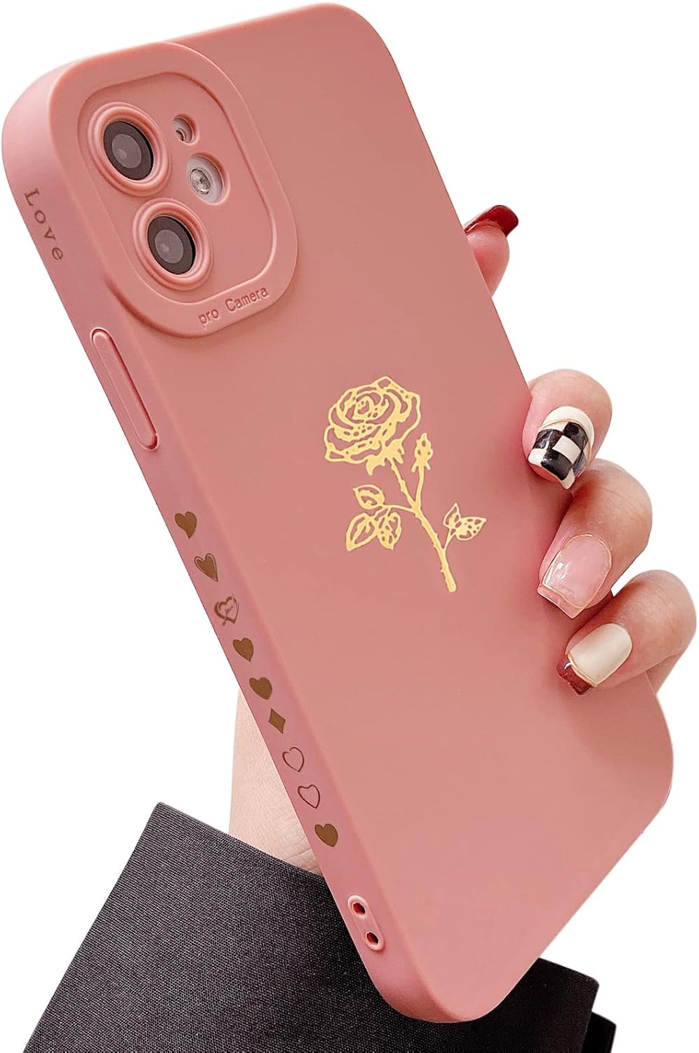Qokey for iPhone 11 Case(2019 6.1"), Cute Plated Rose Gold