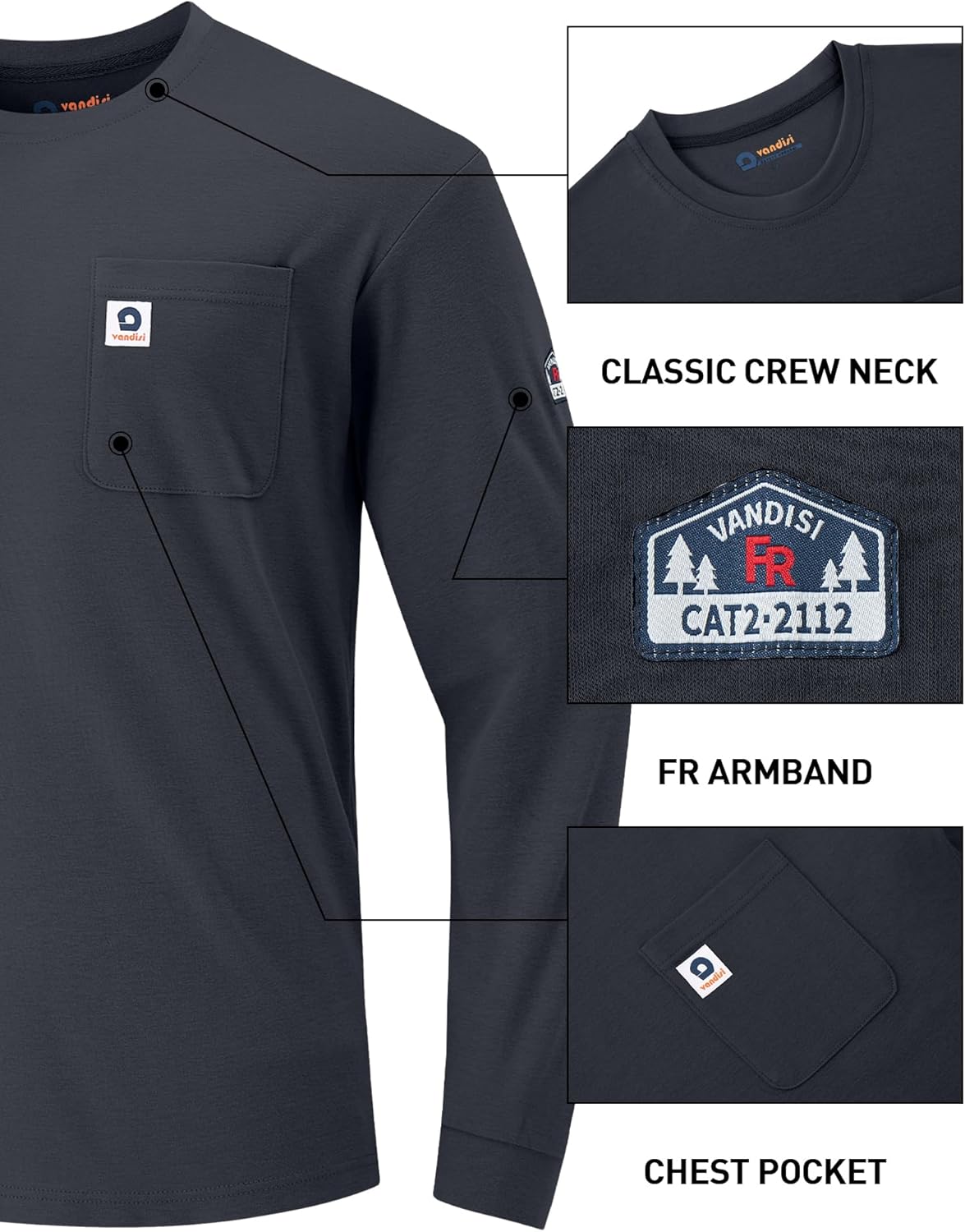 FR Shirts for Men 6.5oz Lightweight Fire Resistant Shirts for Men Long Sleeve NFPA2112/CAT2 - Image 4