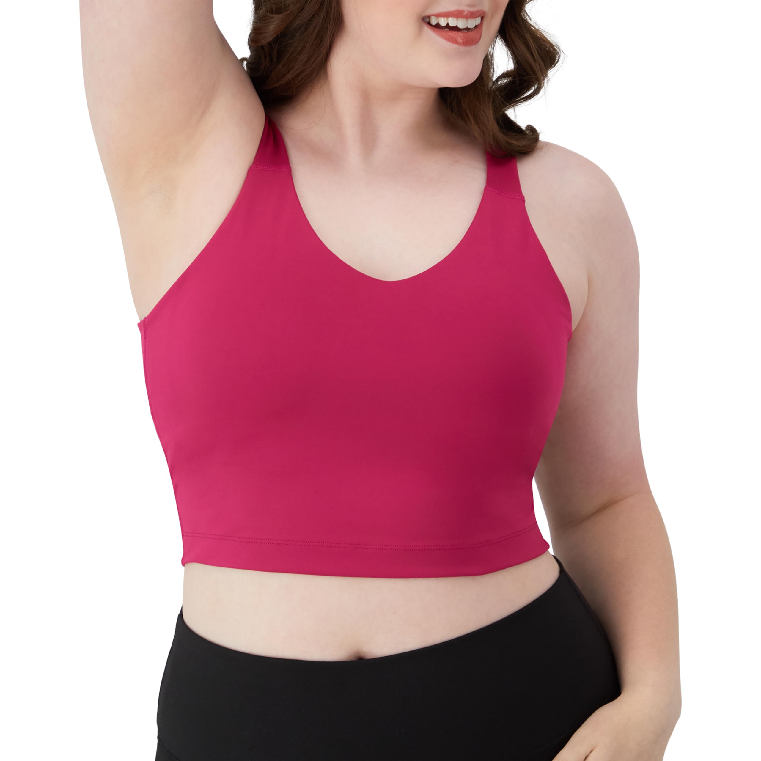 Hanes Moves Crop Bralette, V-Neck Cropped Pullover, Built-in Shelf Bra, Odor Control Reggiseno, Opaco Donna