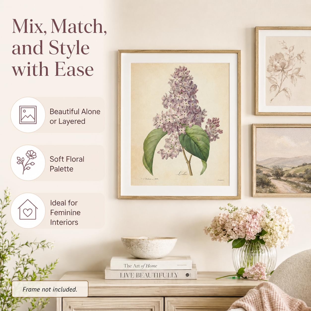 Amazon.com: Vintage French Lilac Flower Botanical - Classic Flower 