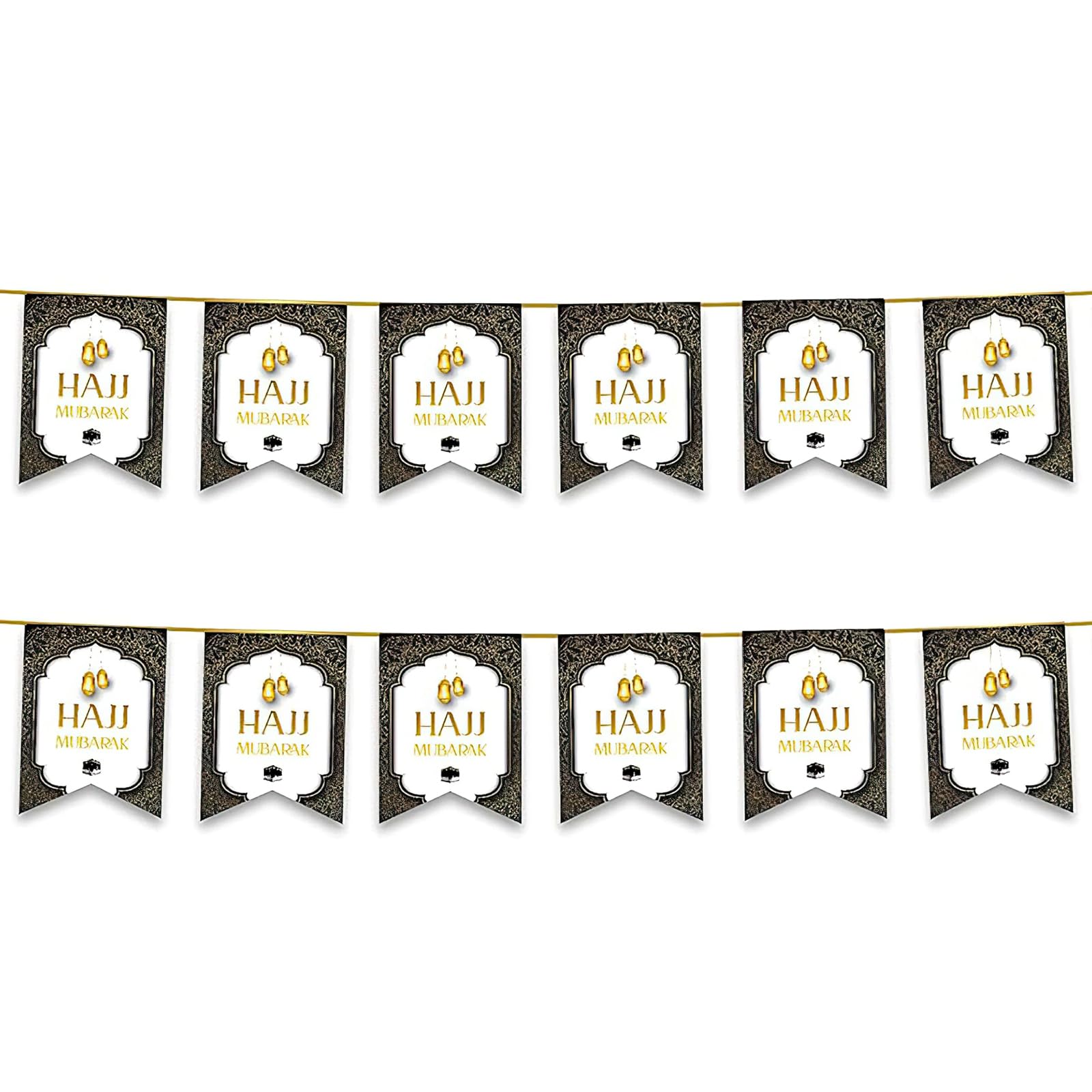 Hajj Mubarak Bunting Flags Decoration, Eid Mubarak Decorations, Eid Mubaraks Banner Garland Flag, Ramadan Kareem Party Supplies, for Muslim Party Decorations Home Holiday Decoration