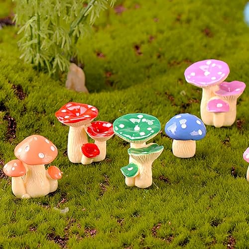 Miniatura 3 de MAOMIA Figuras de hongos en miniatura, 12 piezas, accesorios de jardín de hadas, adornos para tartas de hongos, micro paisaje, decoración de jardín,