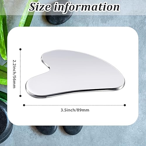 Vista 2 de Nuanchu Herramientas faciales Gua Sha de acero inoxidable, masajeador de drenaje linfático, Guasha para cara, metal Gua Sha, regalos para el cuidado