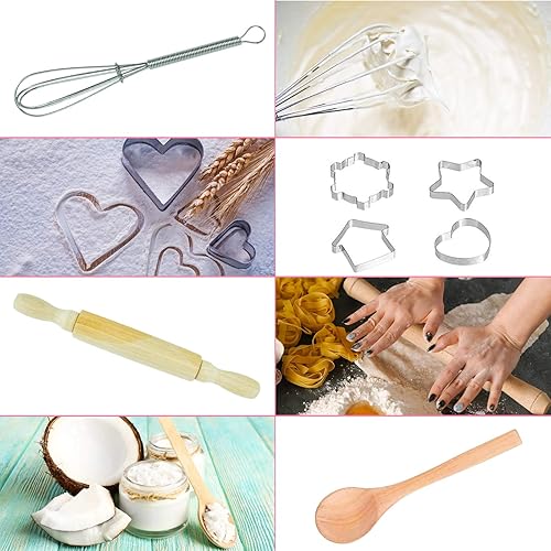 Miniatura 3 de CACASO Juego de 22 piezas de disfraz de chef para niños, juego de delantal de cocina para niños, delantal y sombrero de chef para disfrazarse de