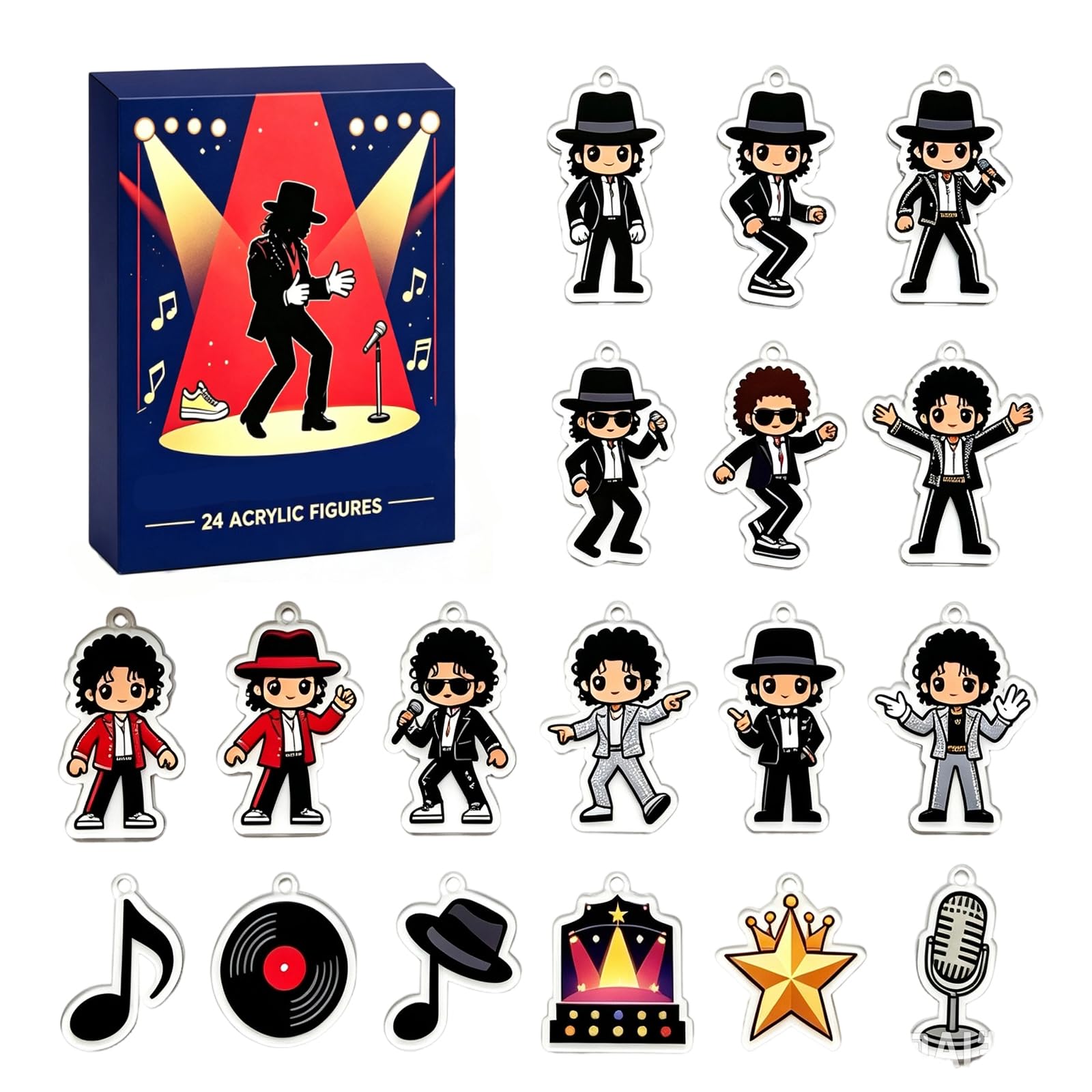Michael Advent Calendar, Mj 24 PCS Acrylic Charms Countdown Gift for Fans
