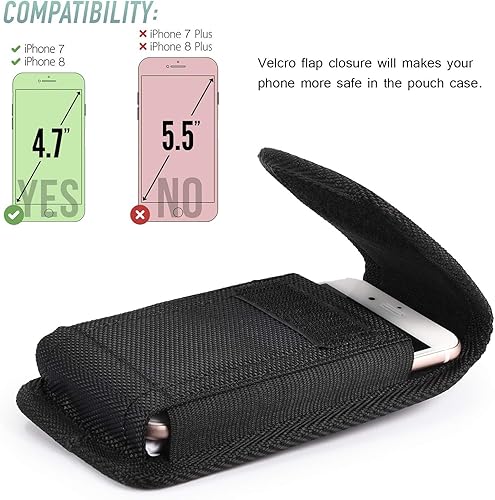 Miniatura 2 de Funda de nailon para iPhone 13 Mini /SE2, funda vertical resistente para cinturón con clip para cinturón para iPhone 8 7 6S 6 iPhone 12 Mini SE