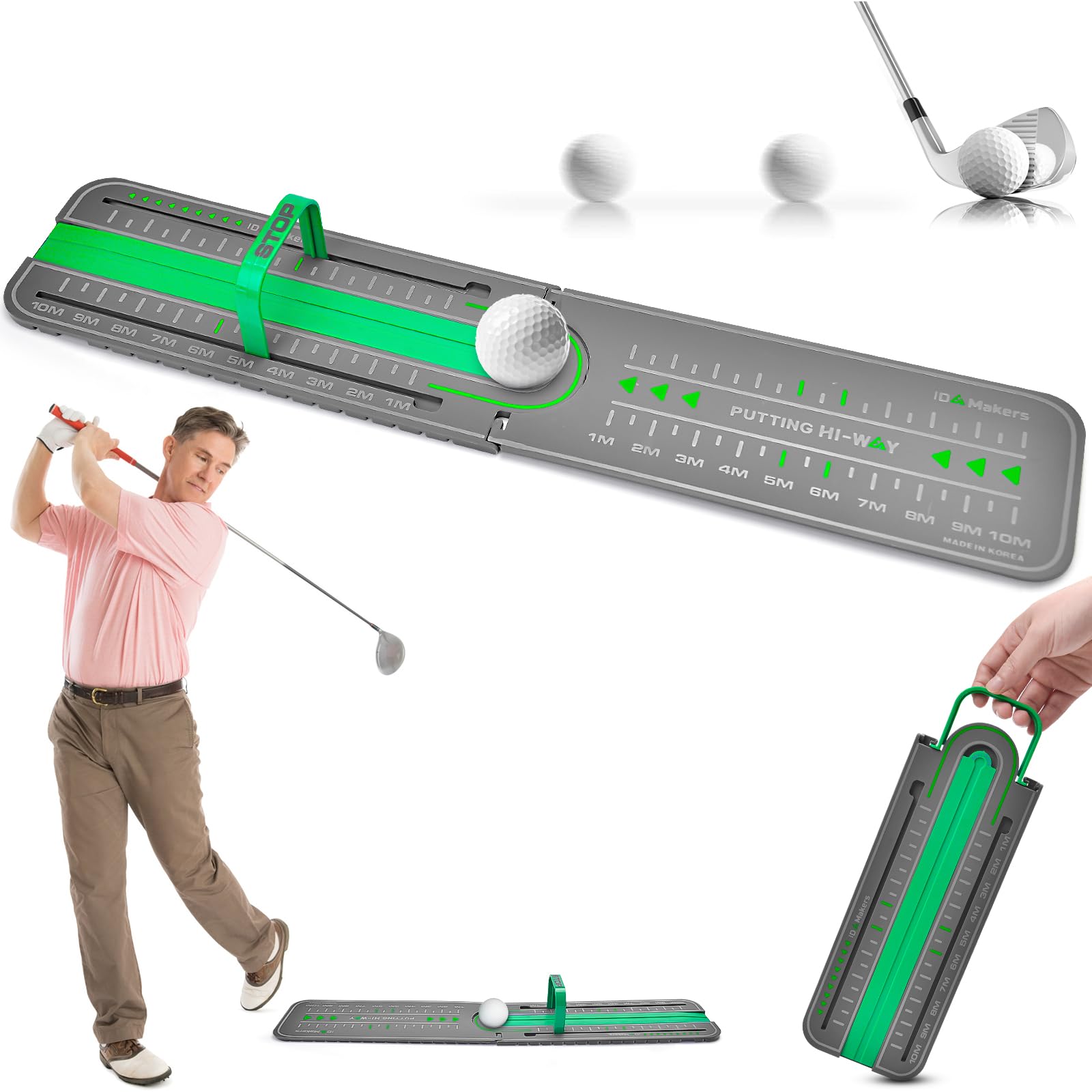 Yizemay Golf Practice Putting, Golf Precision Distance Putting Trainer Improve Accuracy Indoor Outdoor Golf Putting Training Golf Putter Training Aid Portable for Putting Practice