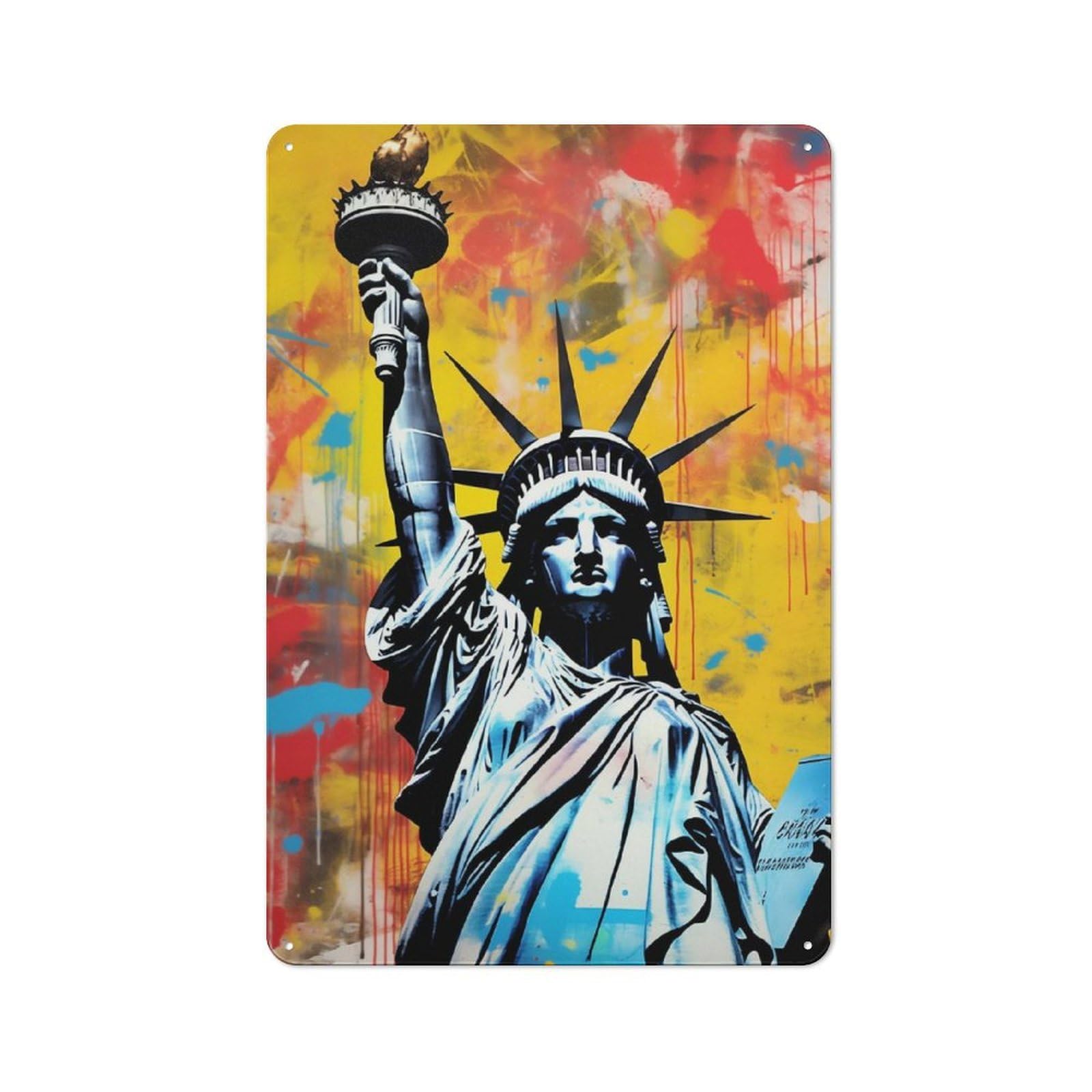 Junmoney Statue Of Liberty Punk Printed Metal Sign 30X20cm For Café Or Restaurant, For Hospitality Interior Collectors