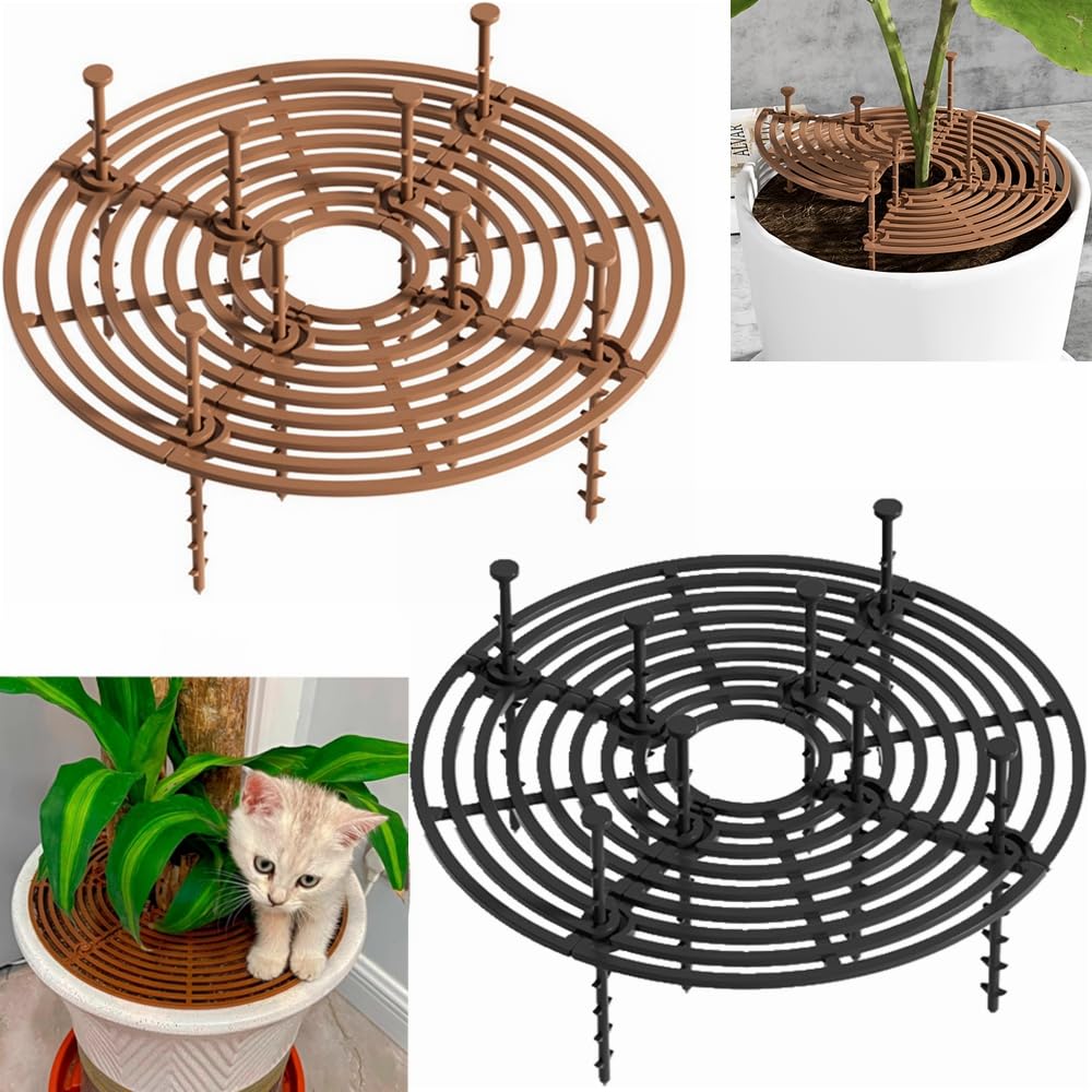 Protecteur de pot de fleurs, Lot de 2 grilles de protection en plastique, Découpables, Protection du sol, jusqu'à 30 cm de diamètre, pour enfants et animaux domestiques, Usage intérieur