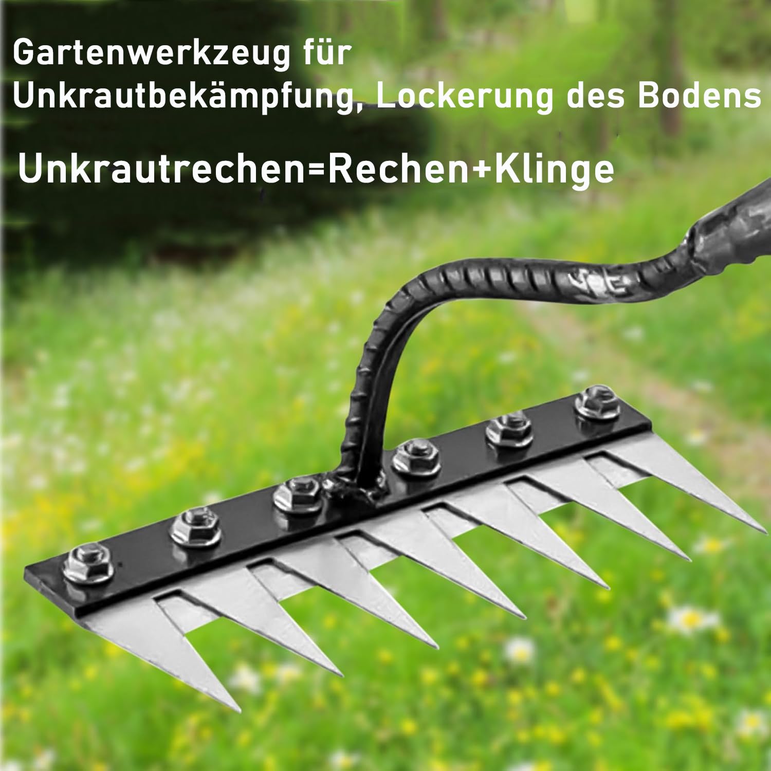 Rastrello Weng in acciaio al manganese, 5/6/7/8 denti, versatile ed efficiente, strumento da giardino per allentare il terreno e piantare (5 denti)