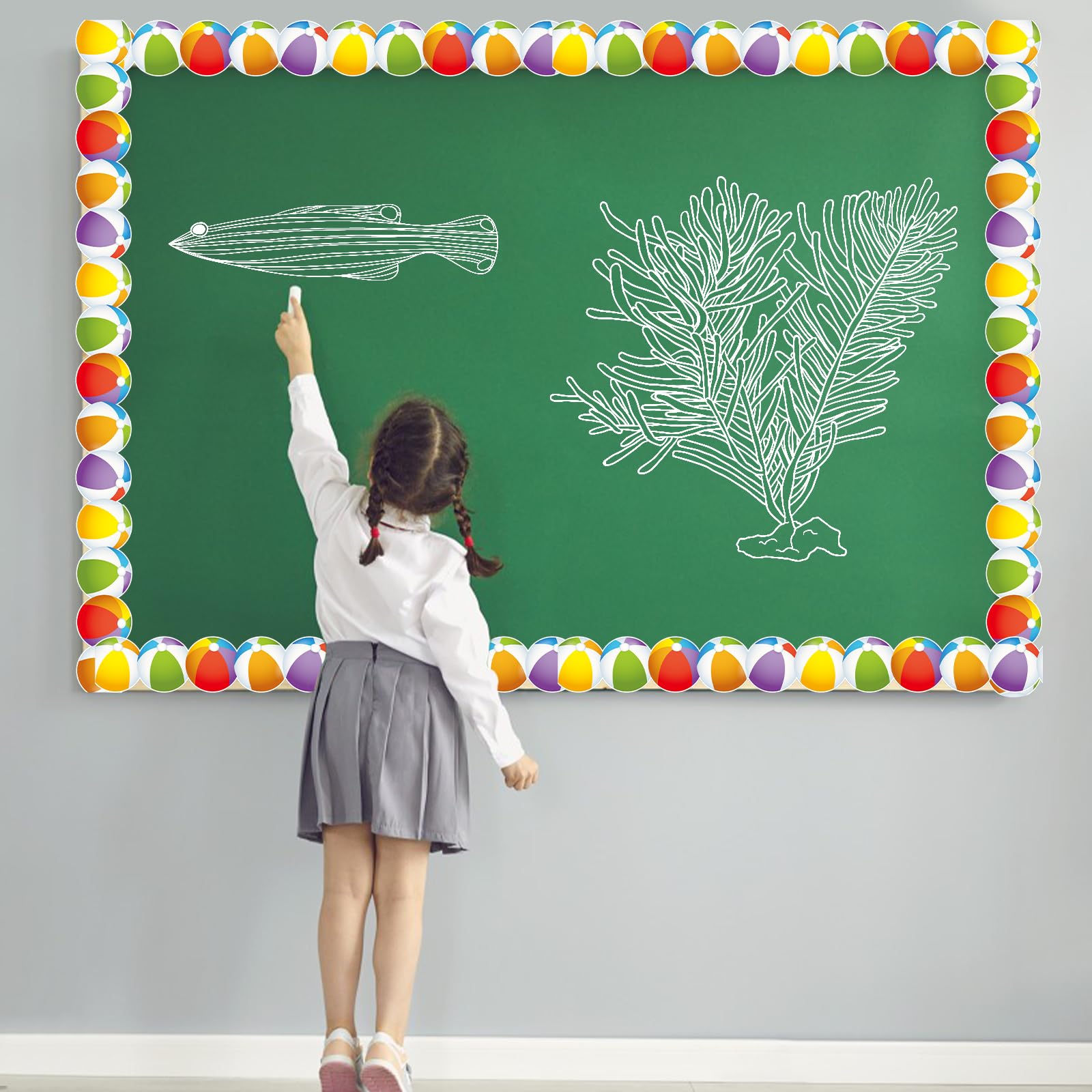 Snapklik.com : Summer Beach Ball Border, 65.6Ft Summer Bulletin Board ...