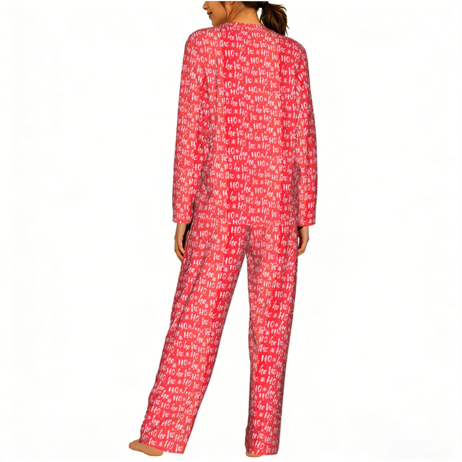 Sfondo di Natale Stampa Delle Donne Manica Lunga Pigiama Corrispondente Set Morbido Confortevole Lounge Elastico Sleepwear