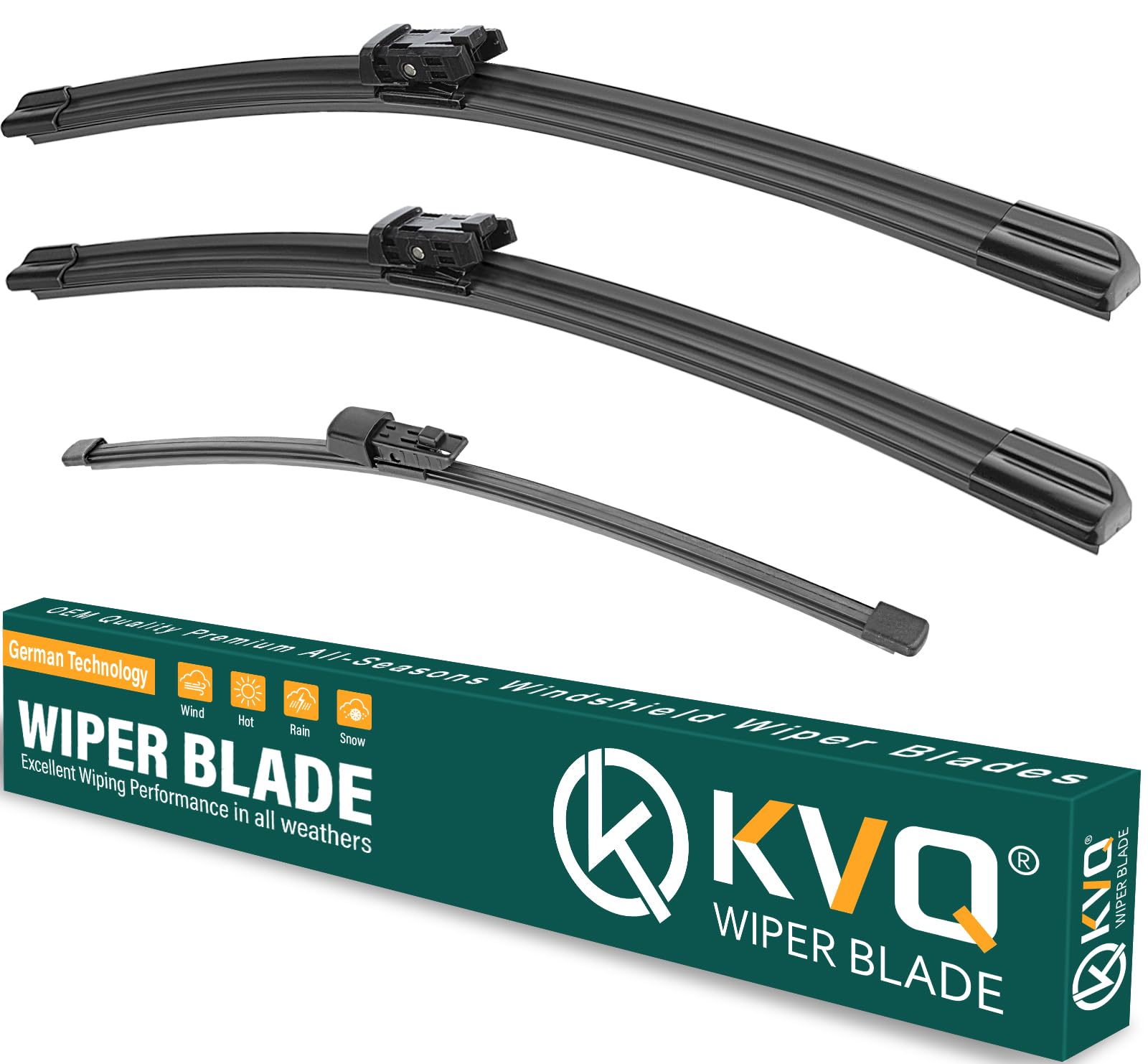 Windshield Wiper Blades Replacement for VW Volkswagen Atlas 2018 2019 2020 2021 2022 Original Factory Quality Front Rear Wiper Blade Set - 26" 22" 12" (Set of 3)