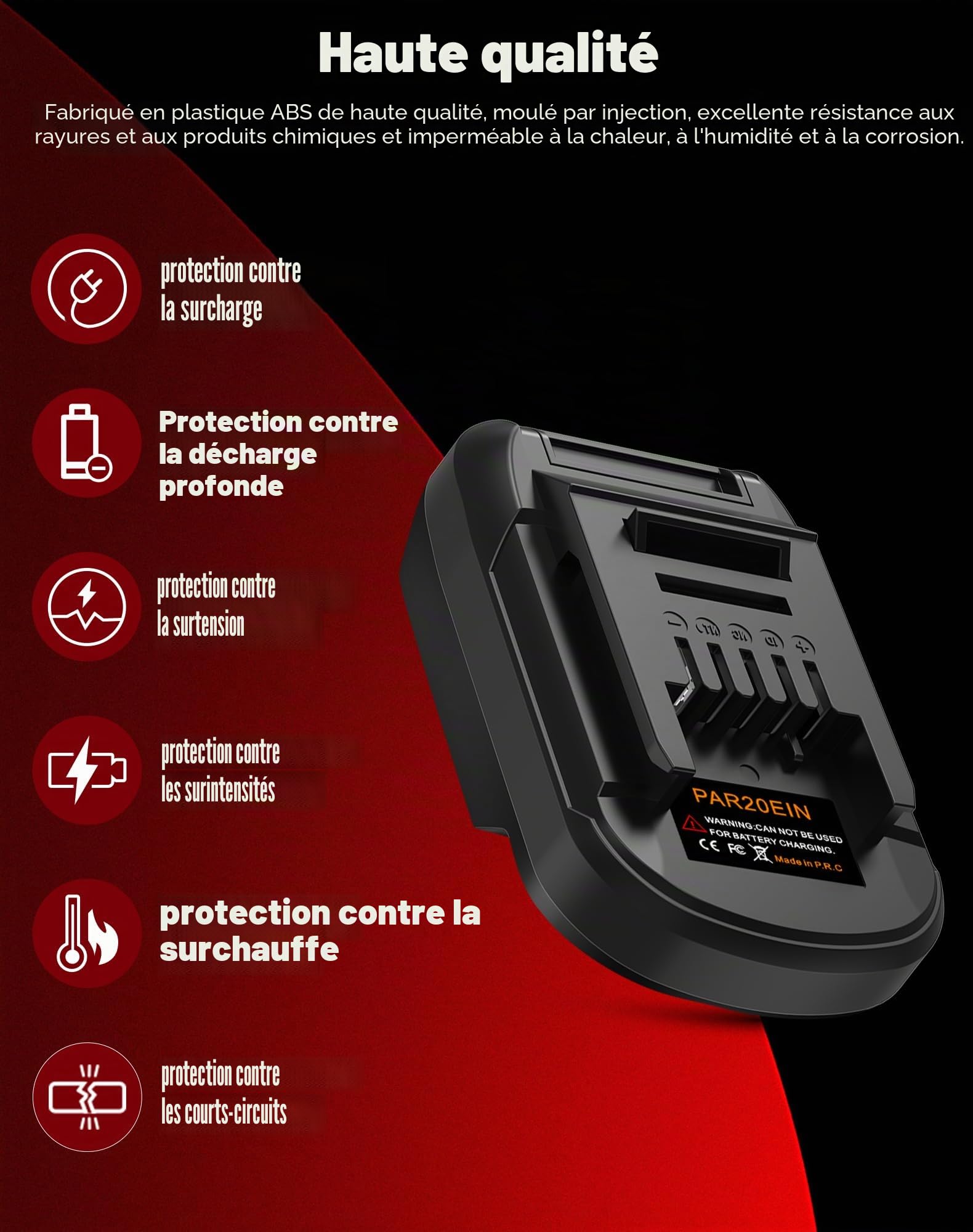Adaptateur de batterie pour Parkside 20 V compatible avec batterie Einhell 18 V